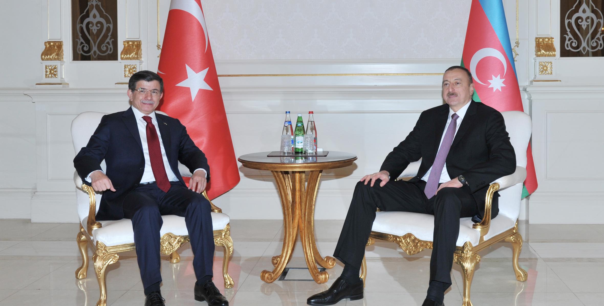 Ilham Aliyev and Prime Minister of Turkey Ahmet Davutoglu held a one-on-one meeting