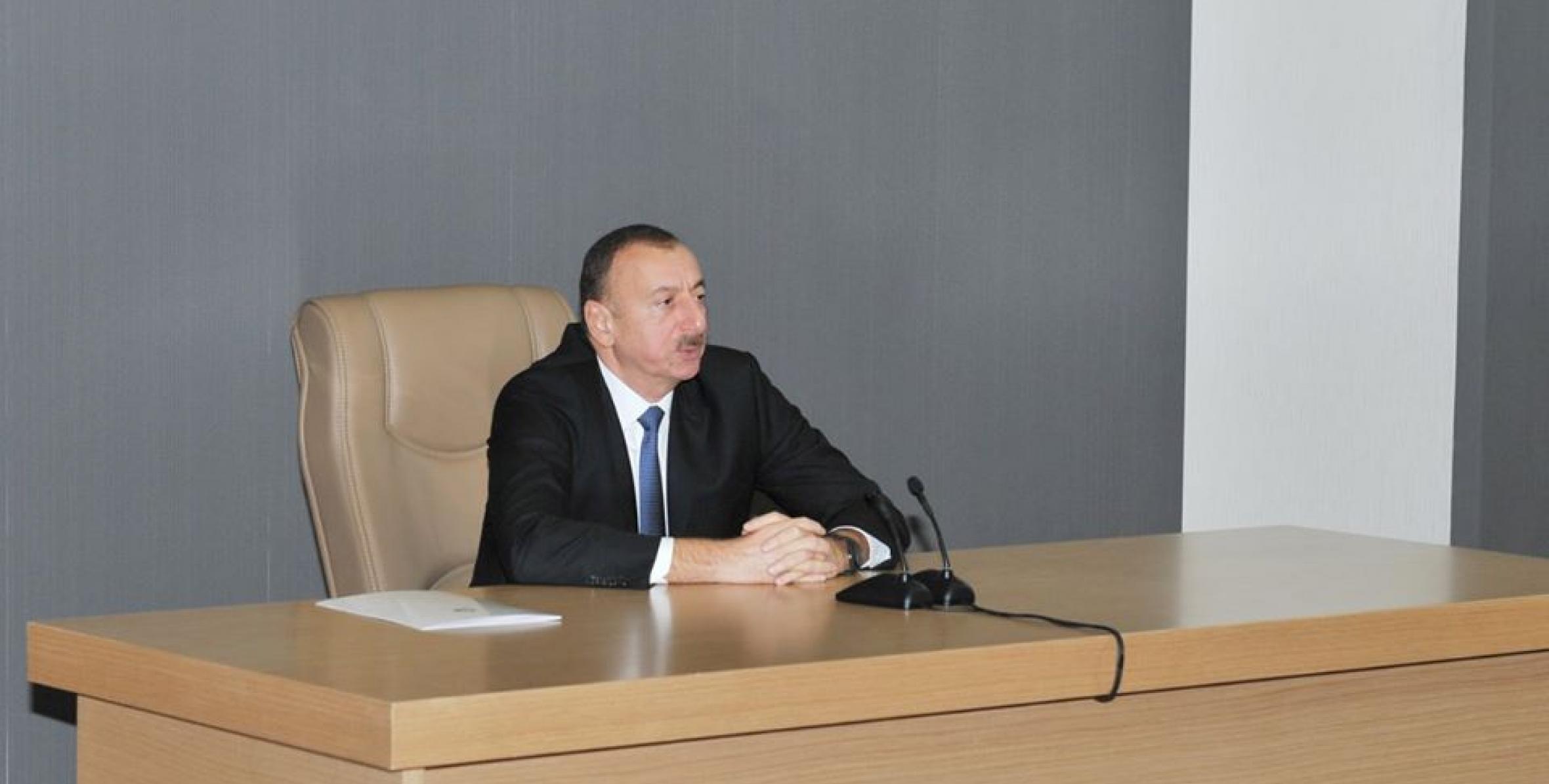 Речь Ильхама Алиева на открытии нового административного здания Шекинского судебного комплекса