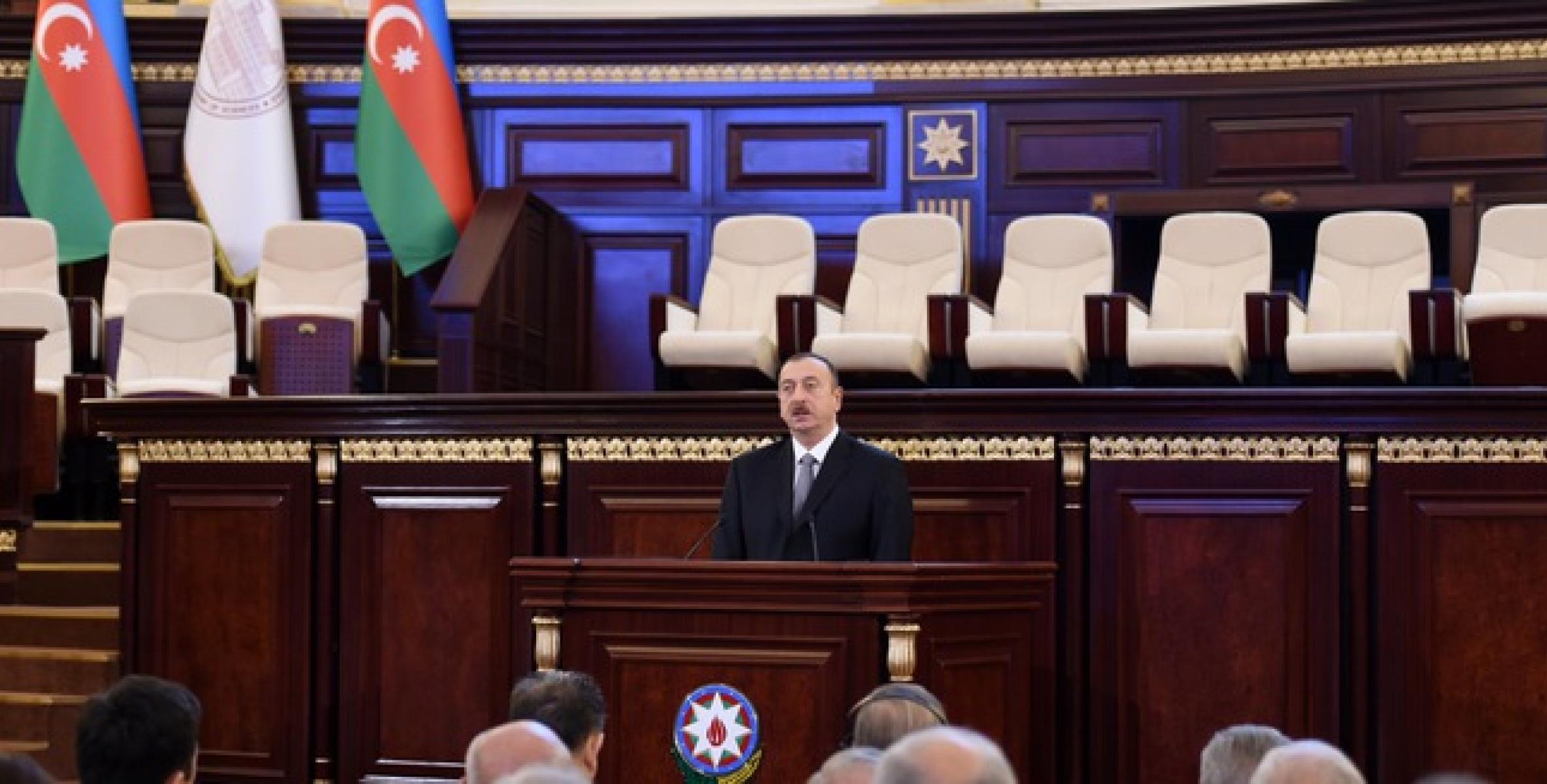 Речь Ильхама Алиева на общем собрании посвященном 70-летнему юбилею НАНА