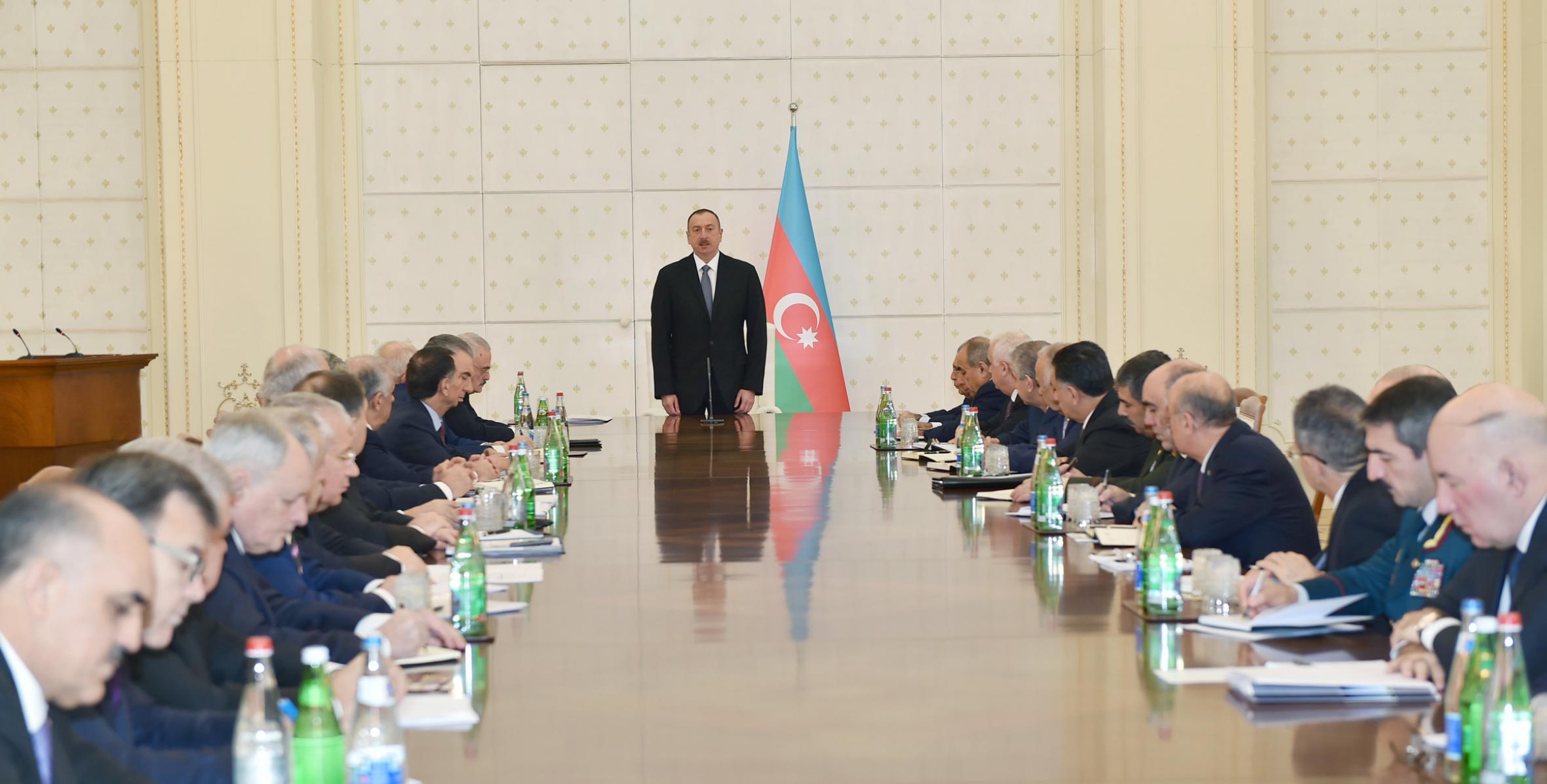 Opening speech by Ilham Aliyev at the meeting of the Cabinet of Ministers dedicated to the results of socioeconomic development of 2015 and objectives for the future