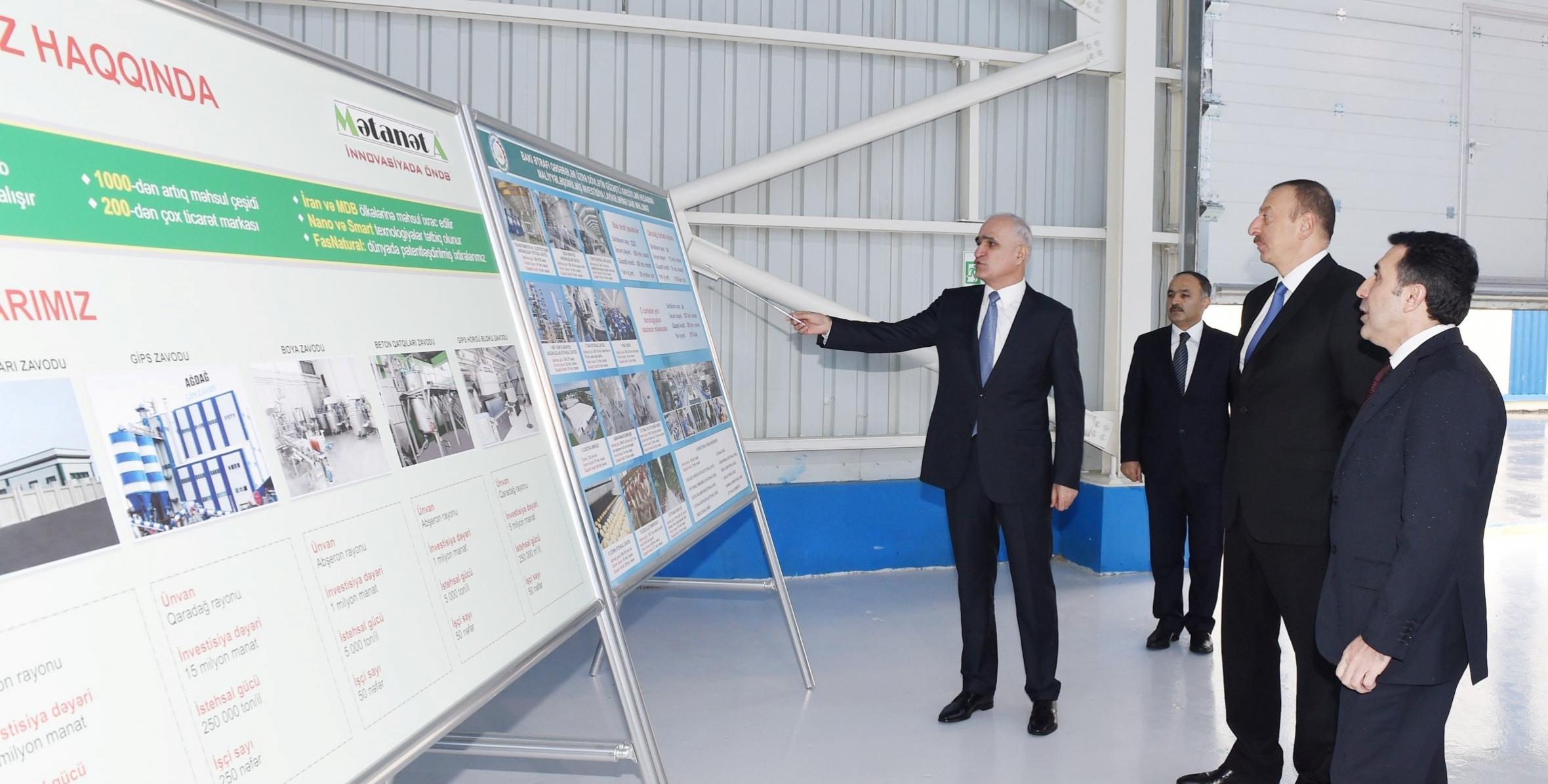 Ilham Aliyev attended the opening of Yeni Agdag gypsum plant