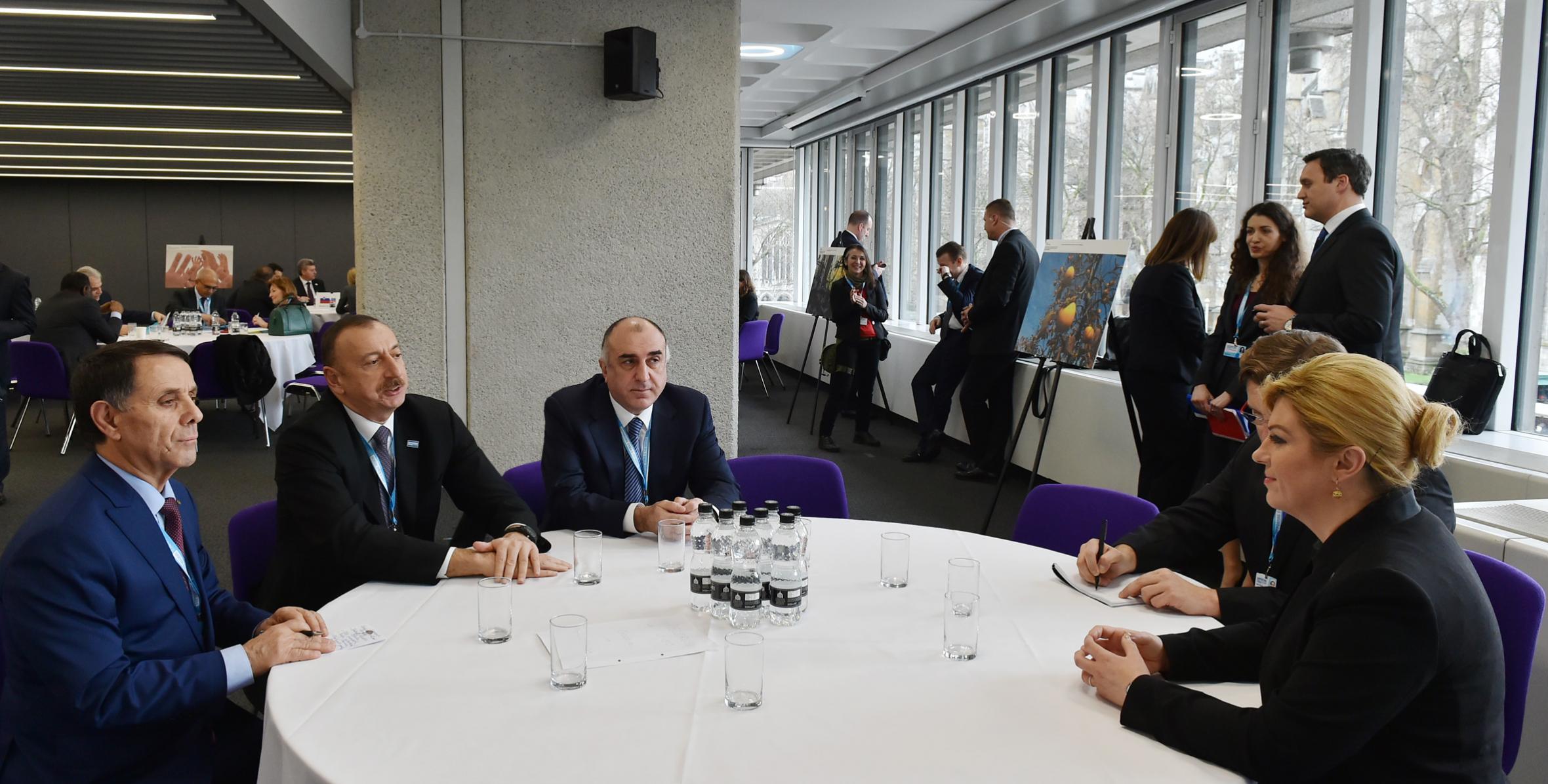 İlham Əliyev Londonda Xorvatiya Prezidenti Kolinda Qrabar-Kitaroviç ilə görüşüb