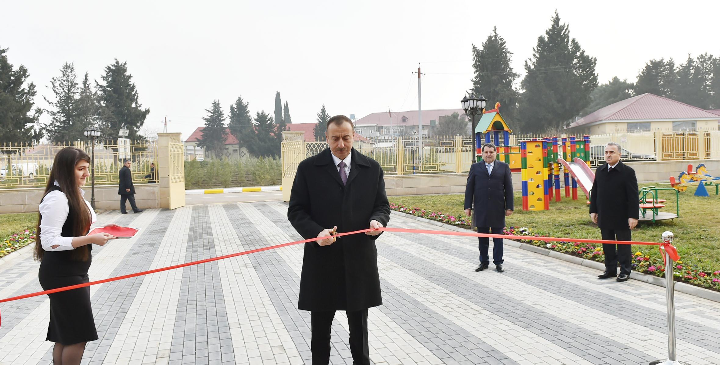 Ильхам Алиев принял участие в открытии Товузского городского детского сада-яслей номер 7
