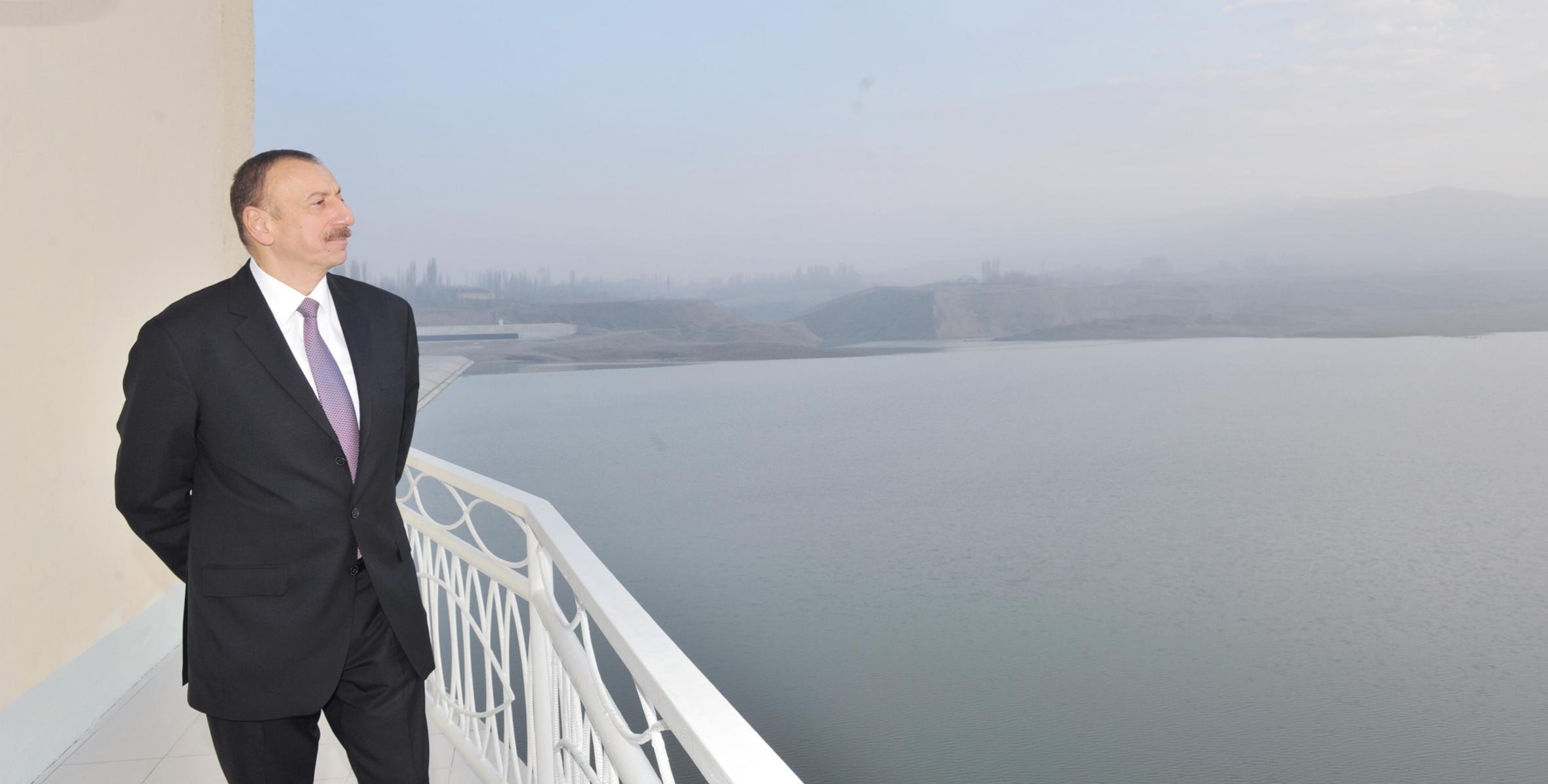 Ильхам Алиев принял участие в открытии Товузчайского водохранилища