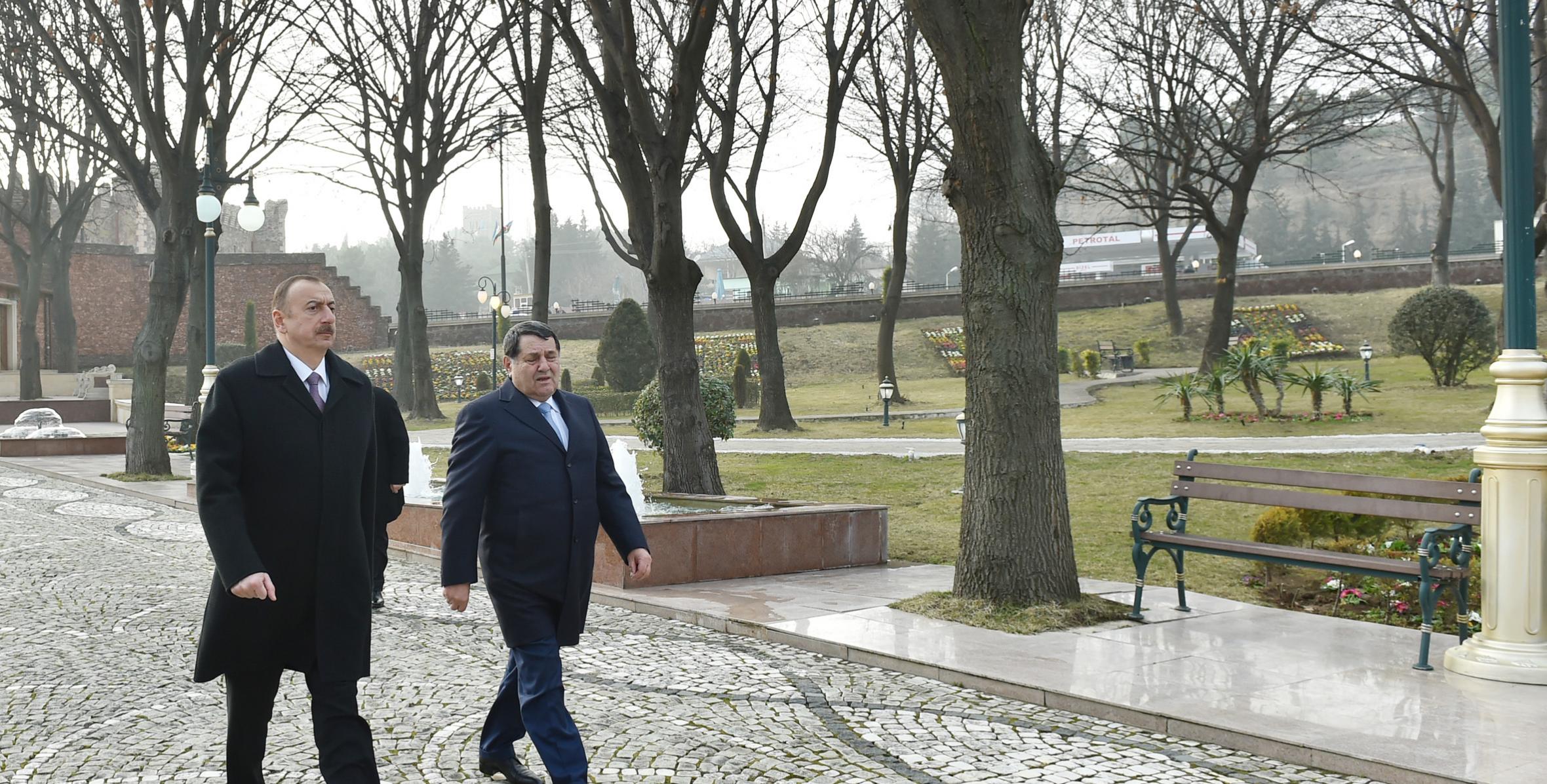 Ильхам Алиев ознакомился с работой по реконструкции, проводимой в Парке Гейдара Алиева в городе Товуз