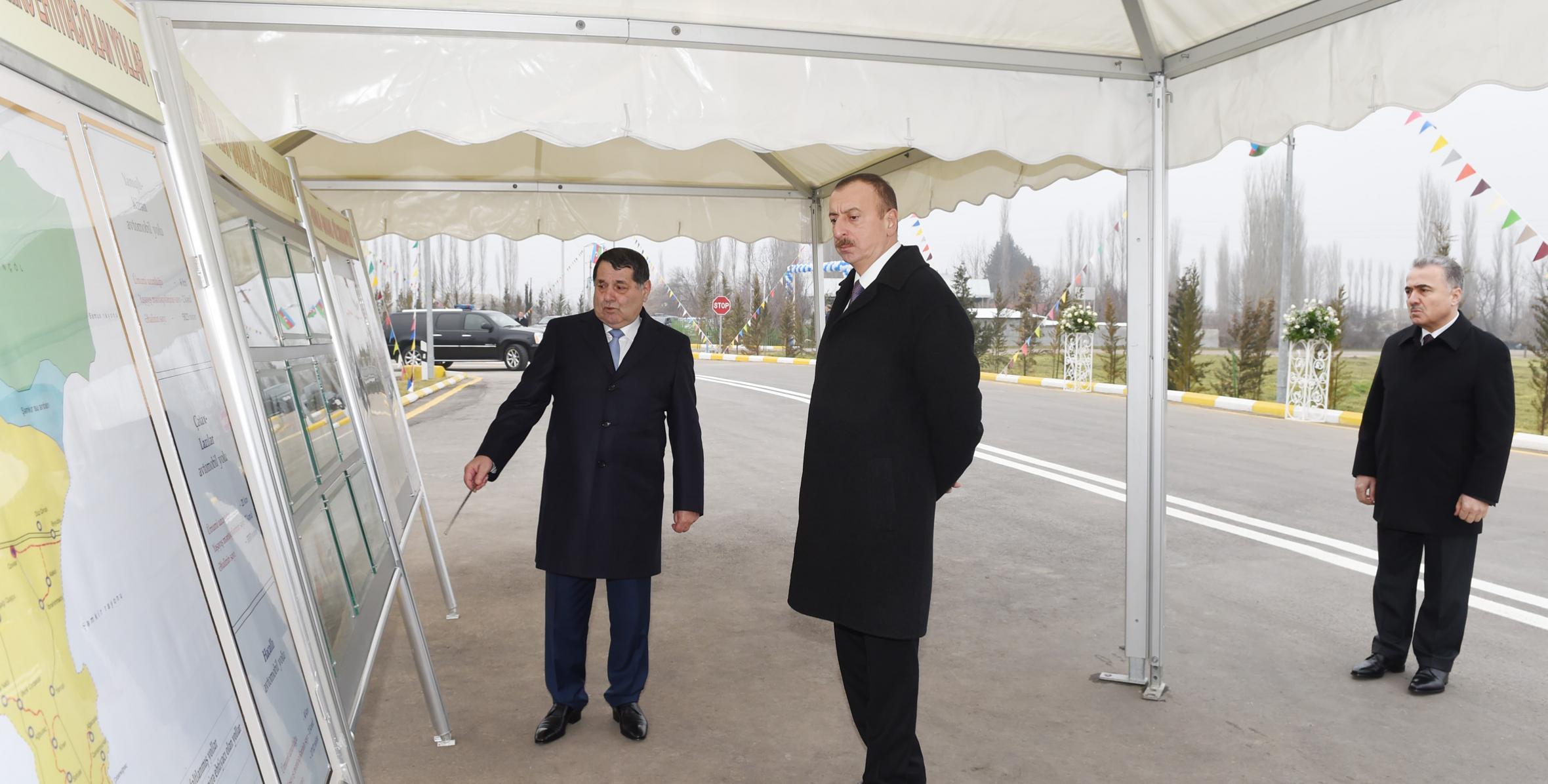 Ильхам Алиев принял участие в открытии реконструированной автомобильной дороги Товуз- Хунанлар-Гараханлы-Дюз Джырдахан