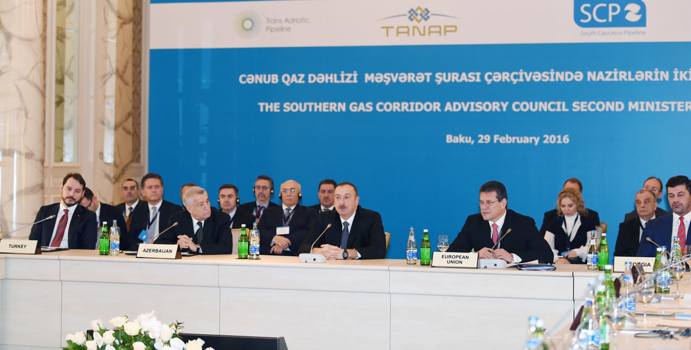 Ilham Aliyev attended at the second meeting of the Southern Gas Corridor Advisory Council