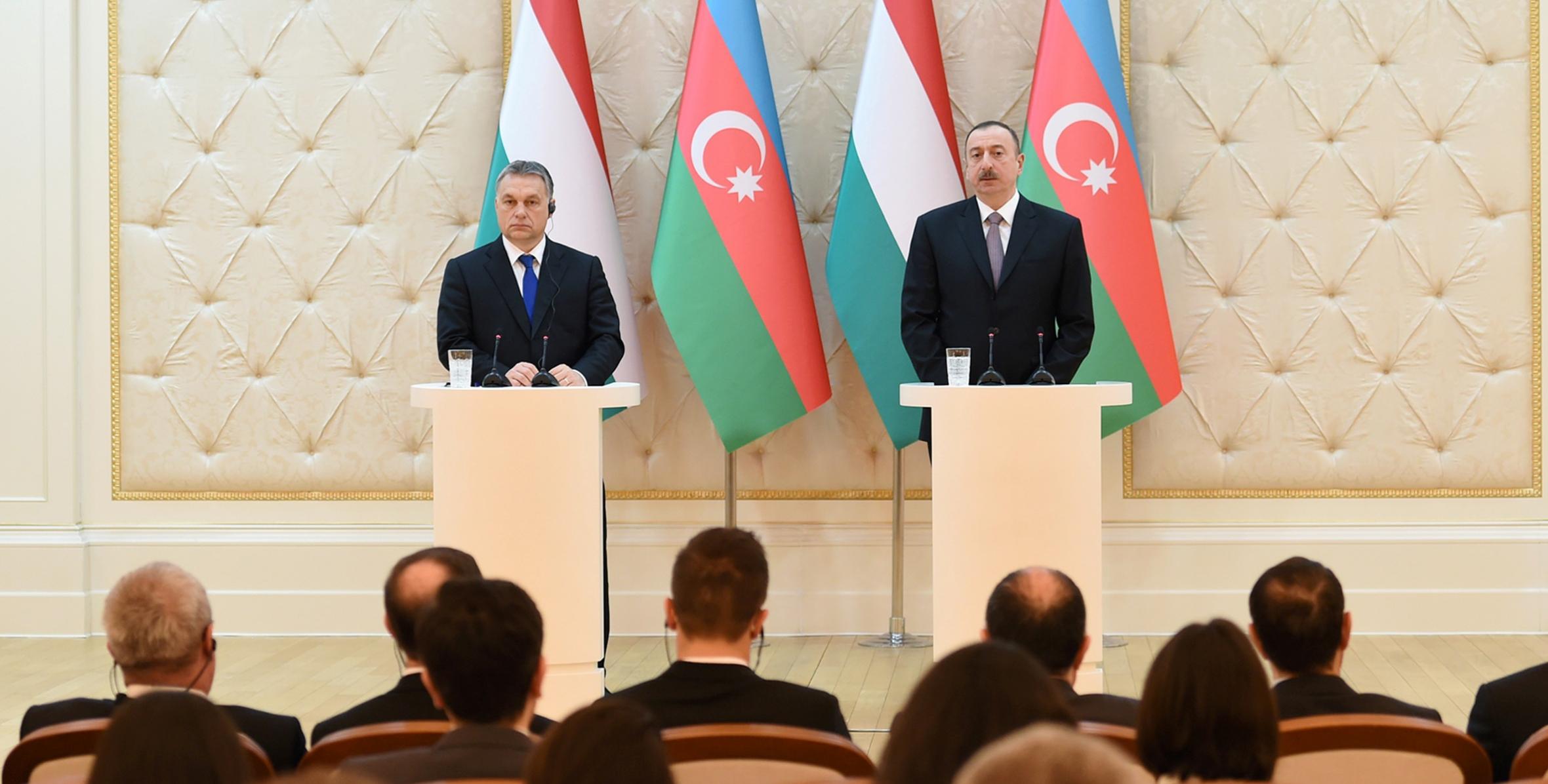 Ilham Aliyev, Hungarian Prime Minister Viktor Orban made press statements