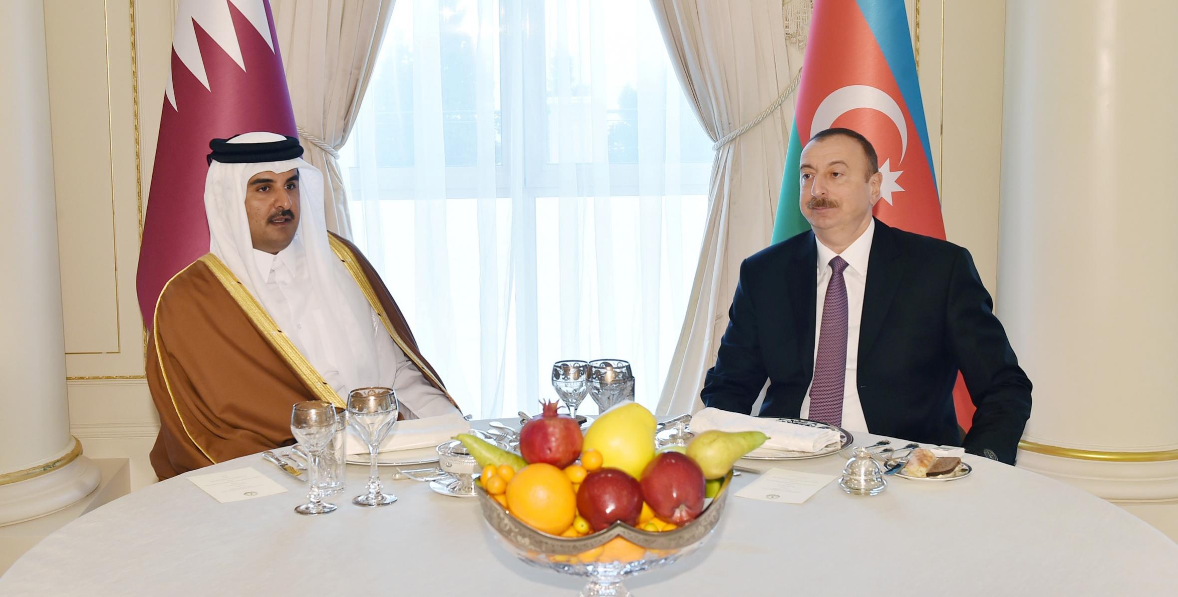 Ilham Aliyev hosted a dinner reception in honor of the Emir of Qatar