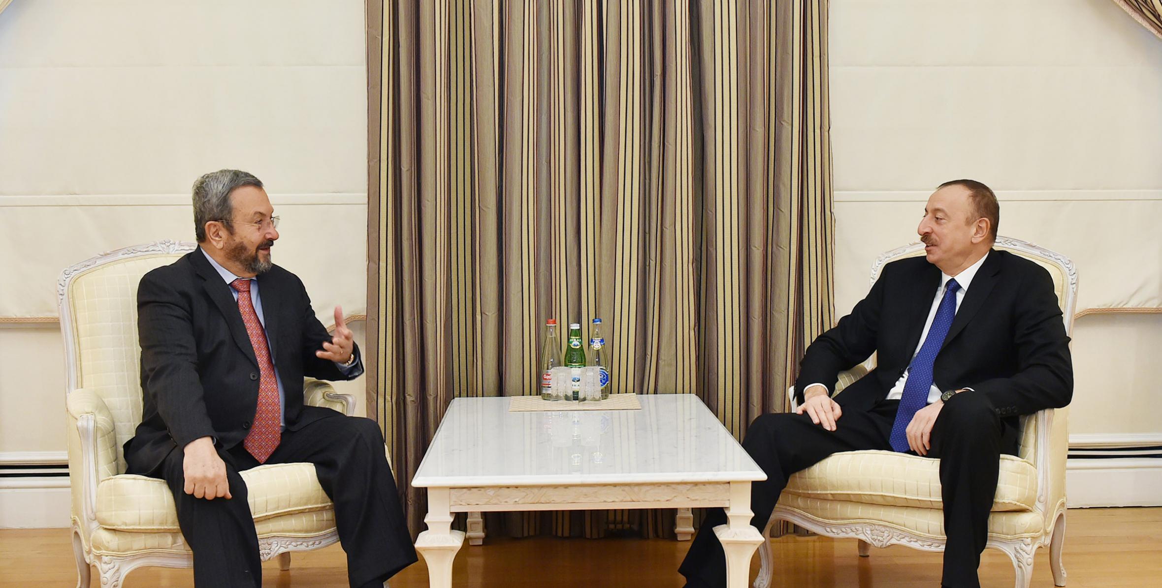 Ilham Aliyev received former Israeli Prime Minister Ehud Barak