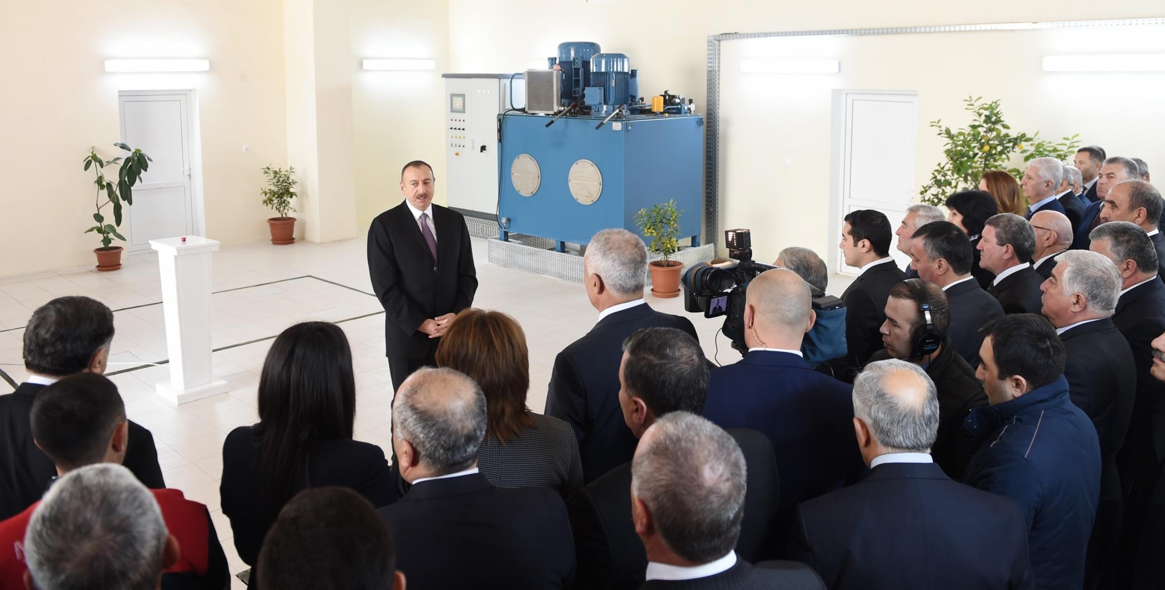 Speech by Ilham Aliyev at the opening of the Tovuzchay water reservoir