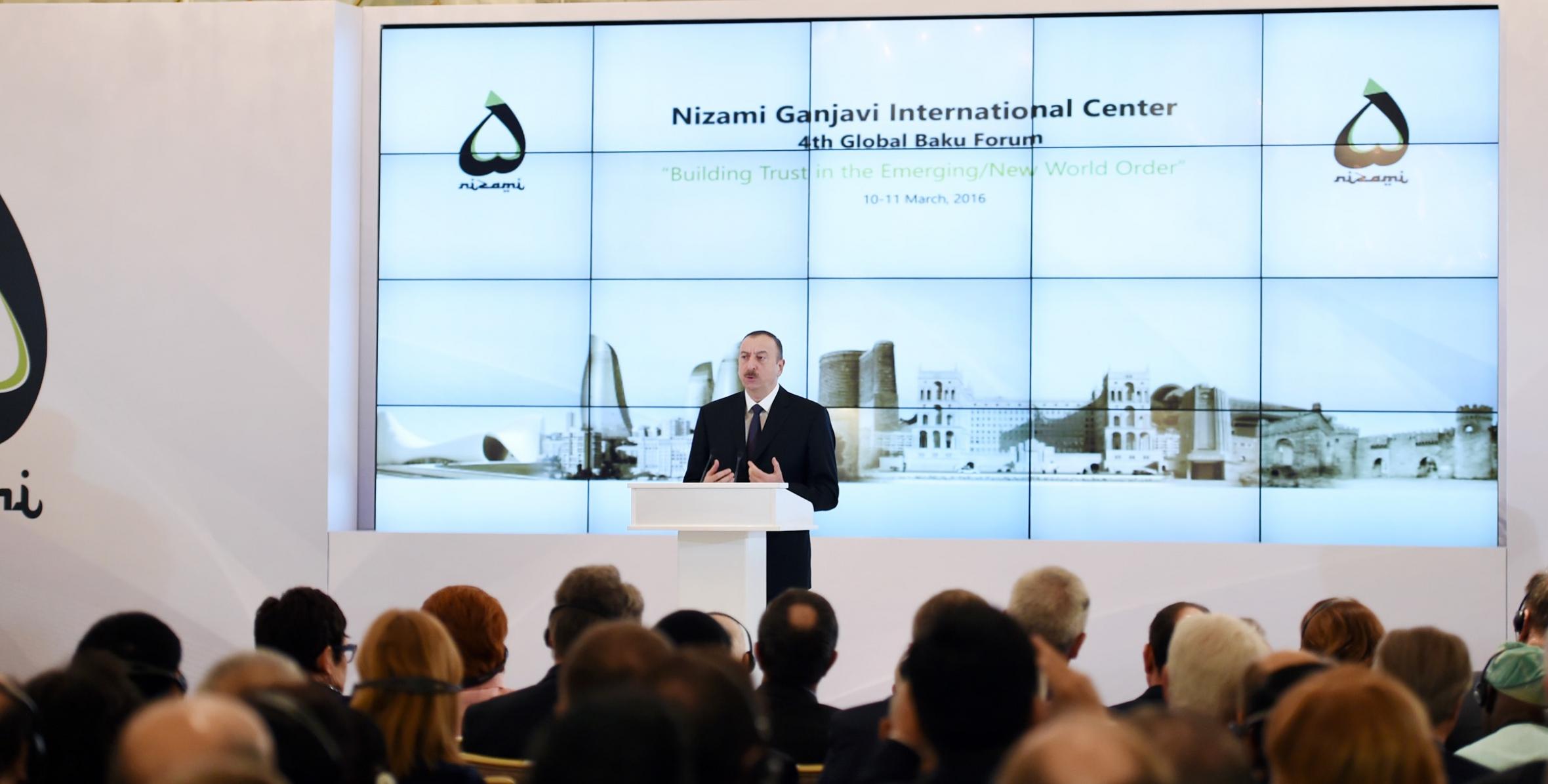 Речь Ильхама Алиева на  открытии IV Глобального Бакинского Форума