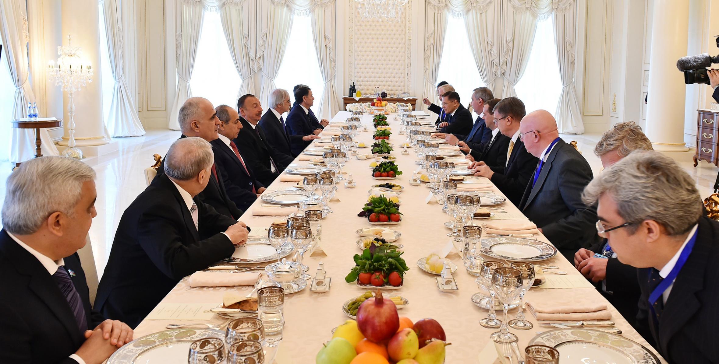 Dinner reception was hosted on behalf of İlham Aliyev in honor of Chairman of the Russian government