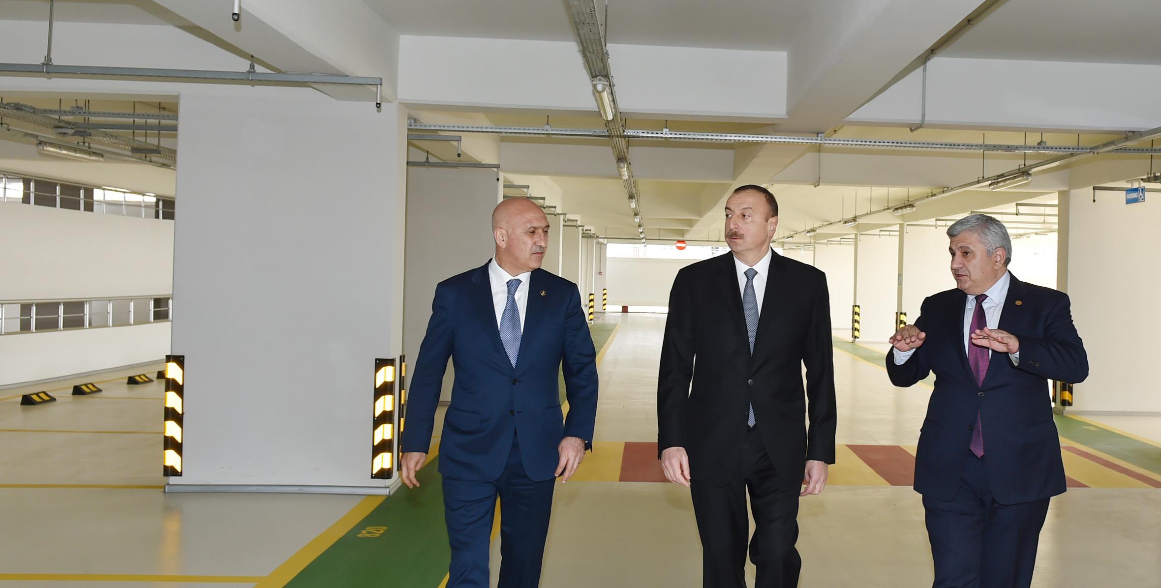 Ilham Aliyev attended the opening of multi-storey car park