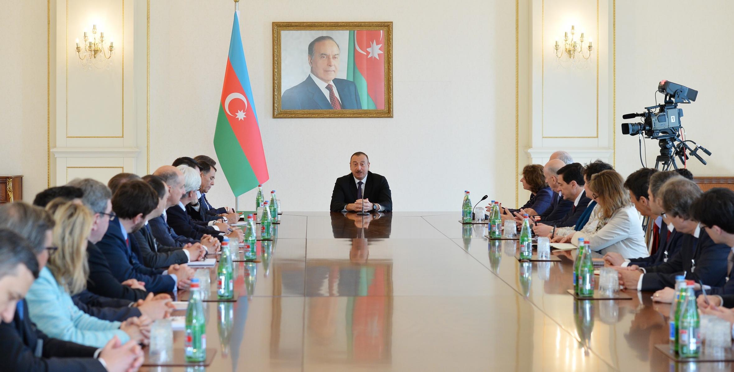 Вступительная речь Ильхама Алиева на приеме делегации Организации предпринимателей Франции
