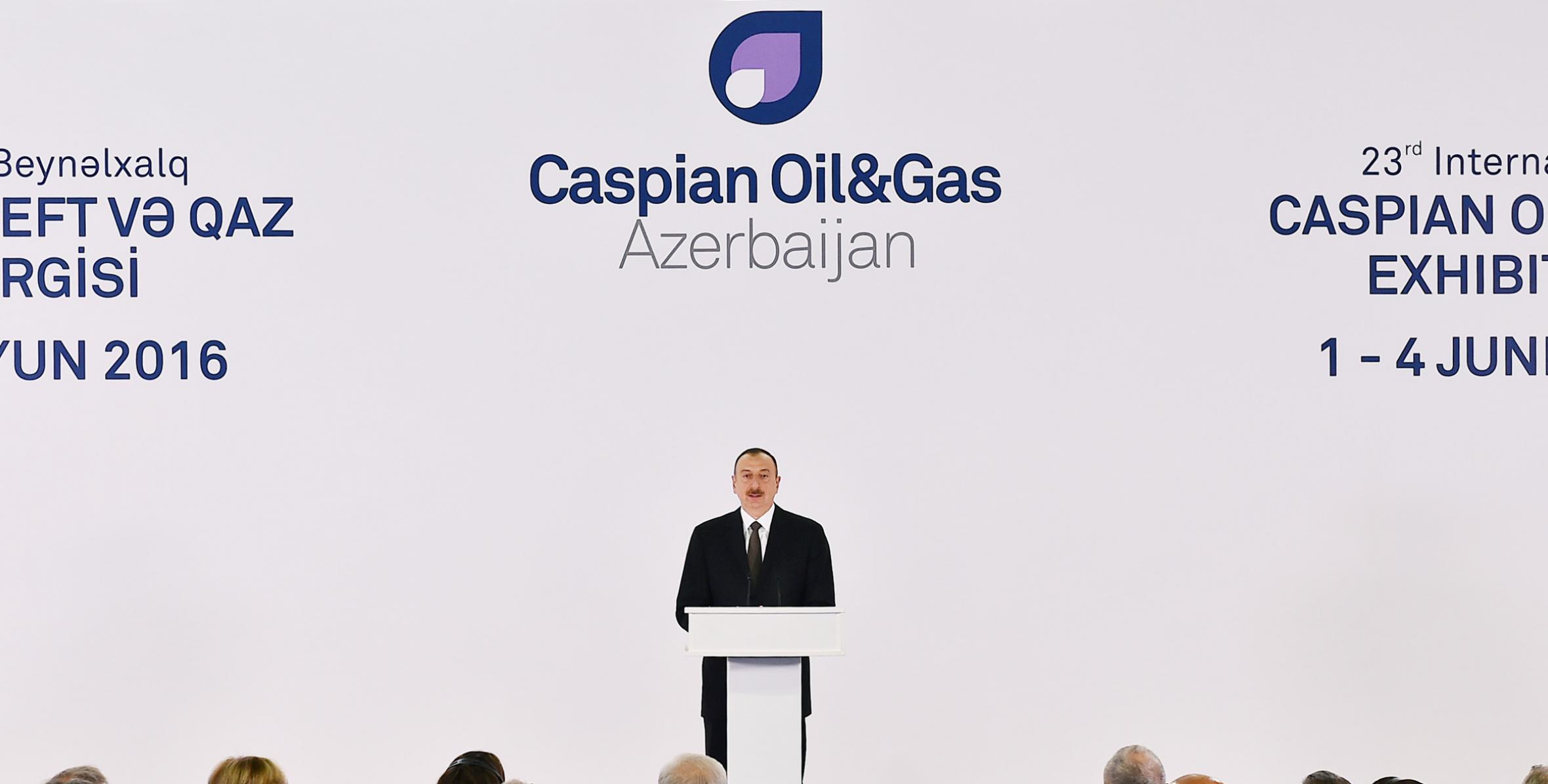 Ilham Aliyev attends opening of Caspian Oil & Gas exhibition 2016