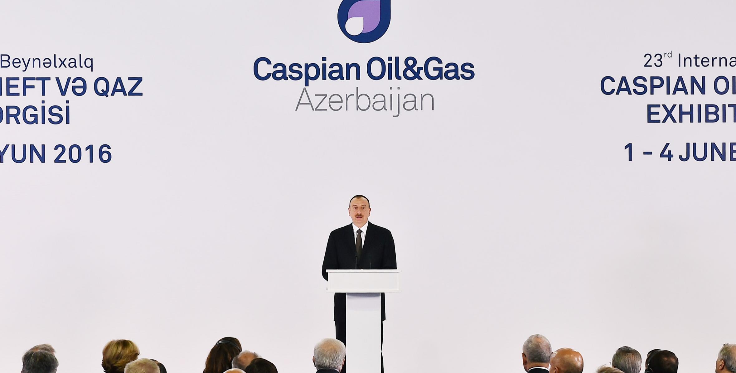Speech by Ilham Aliyev at the opening of Caspian Oil & Gas exhibition 2016