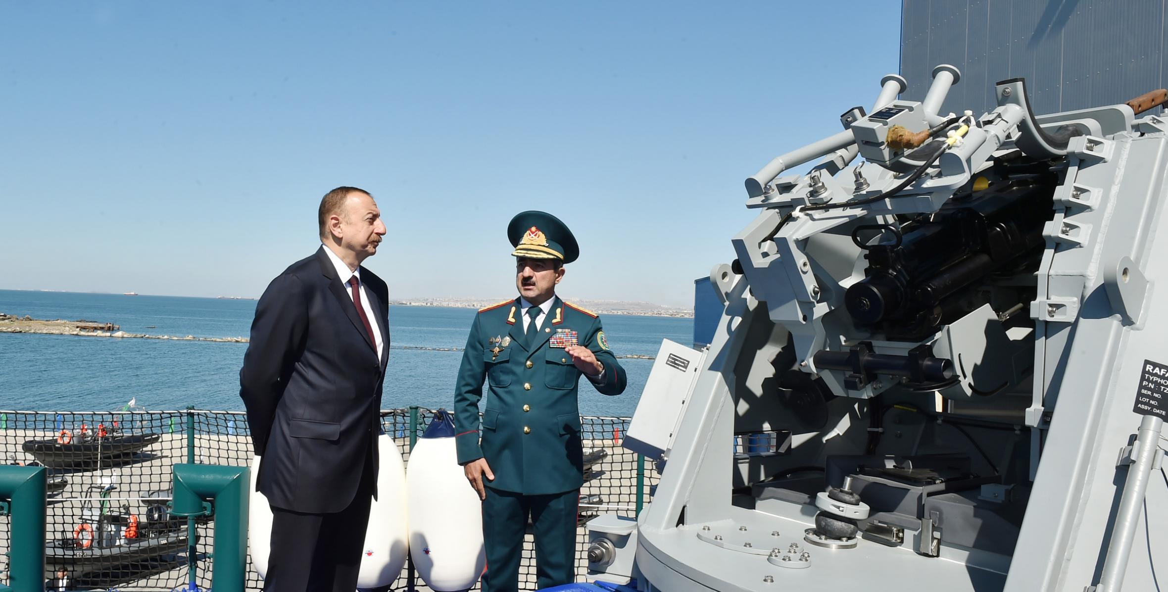 Ильхам Алиев ознакомился с новым пограничным сторожевым кораблем второго класса Береговой охраны Государственной пограничной службы