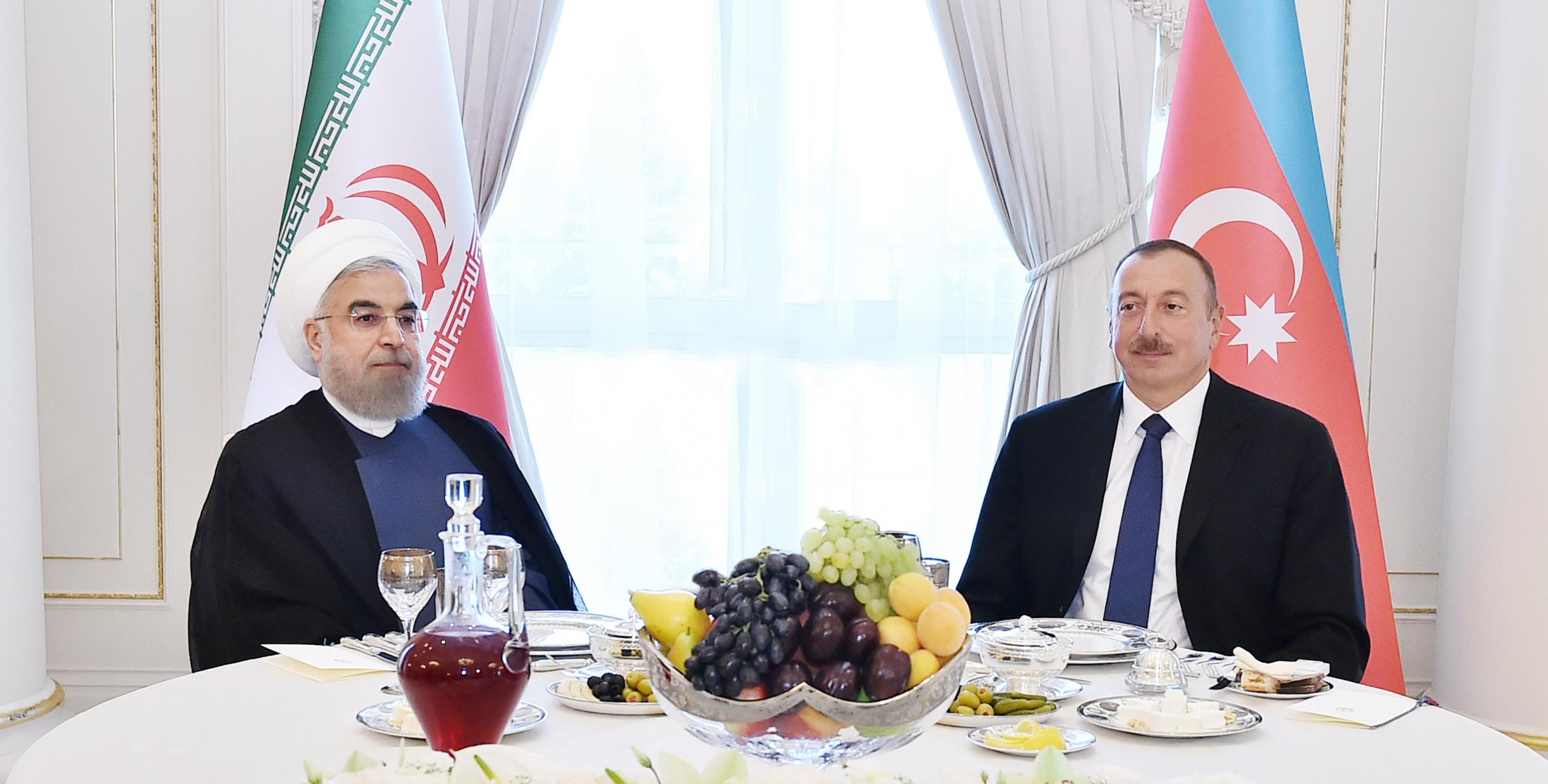 Dinner reception was hosted on behalf of Ilham Aliyev in honor of Iranian President