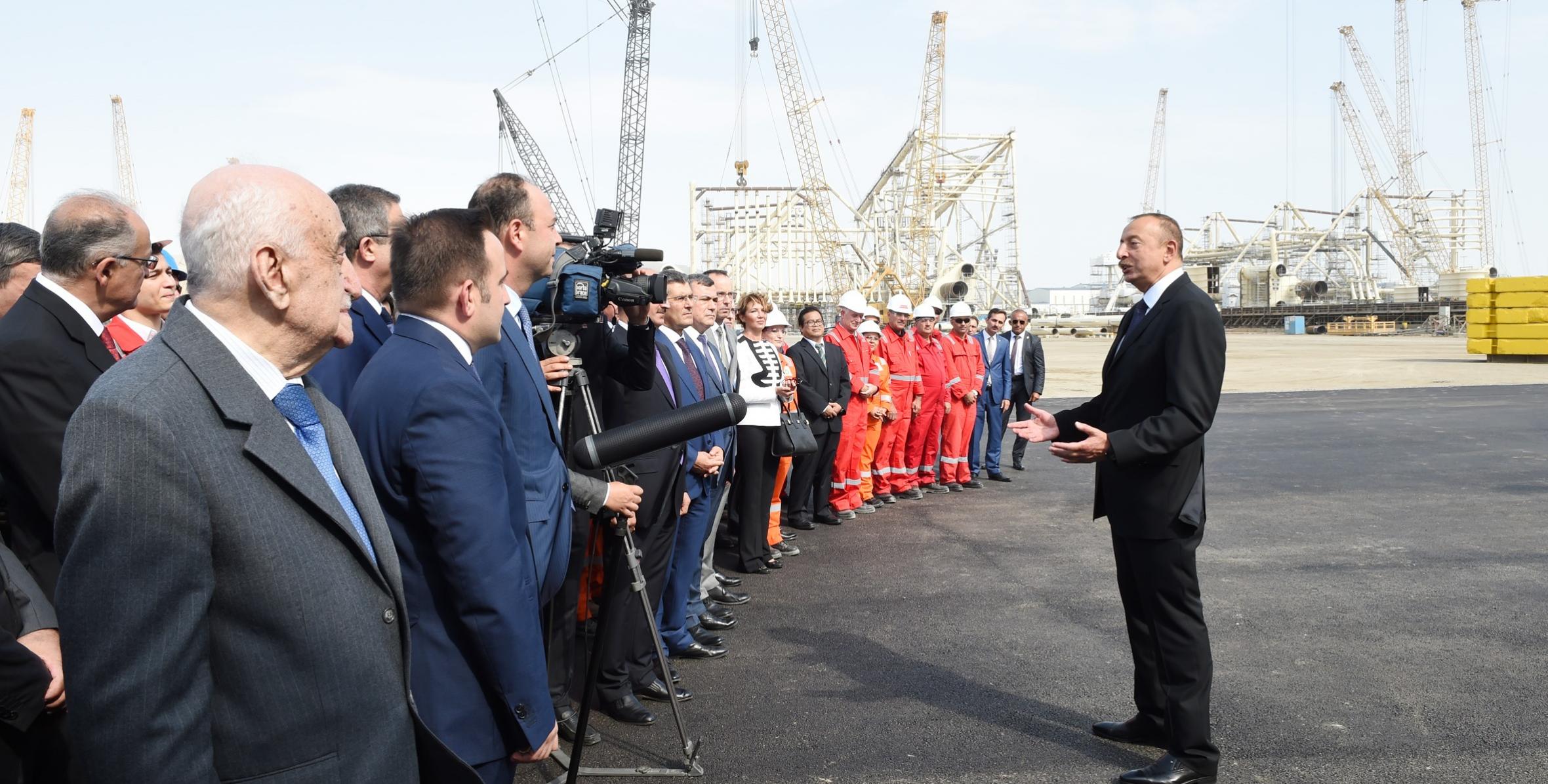 Речь Ильхама Алиева на церемонии отправки в море опорного блока по проекту «Шахдениз-2»