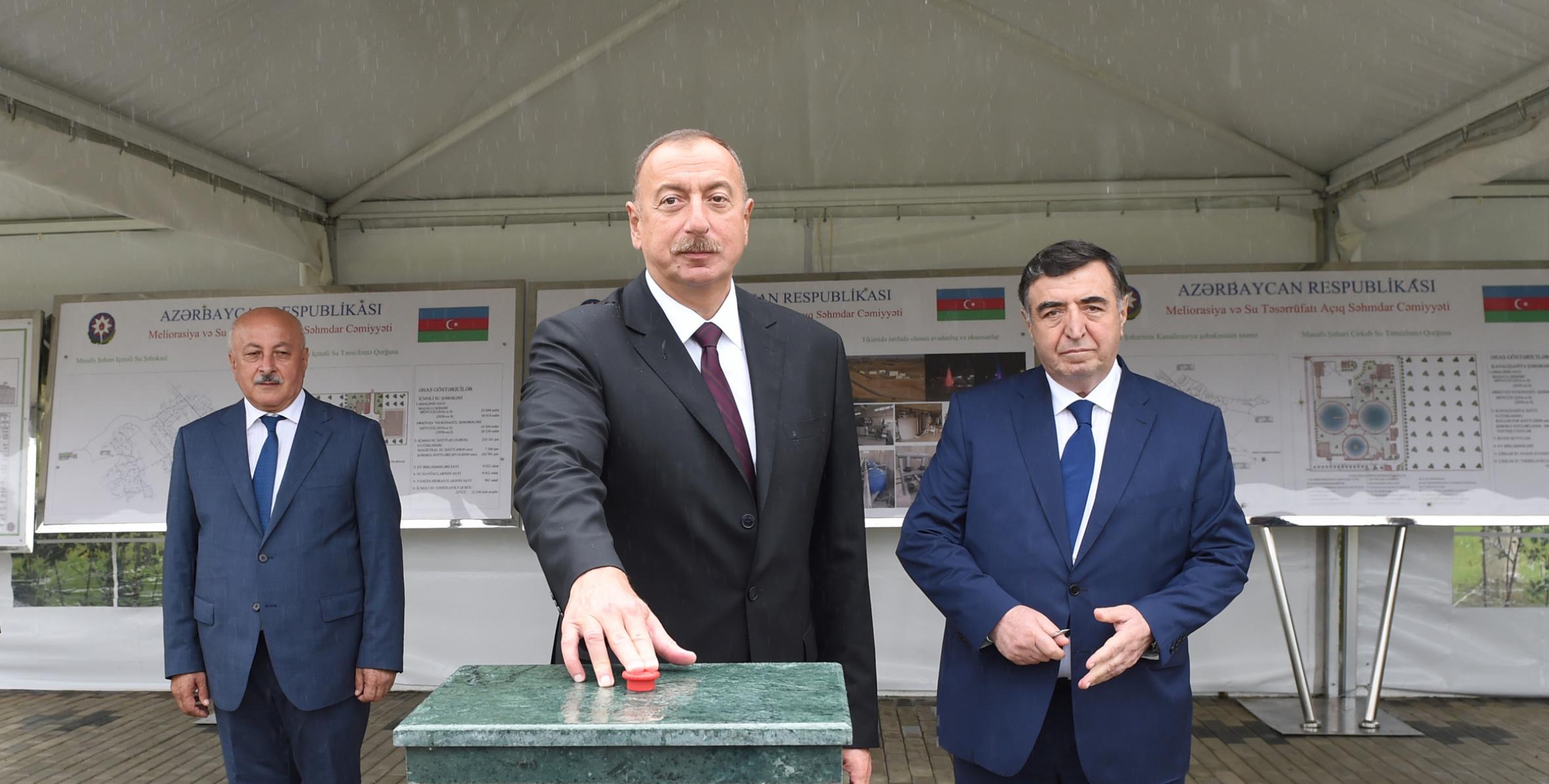 Ильхам Алиев принял участие в открытии проекта по снабжению города Масаллы питьевой водой