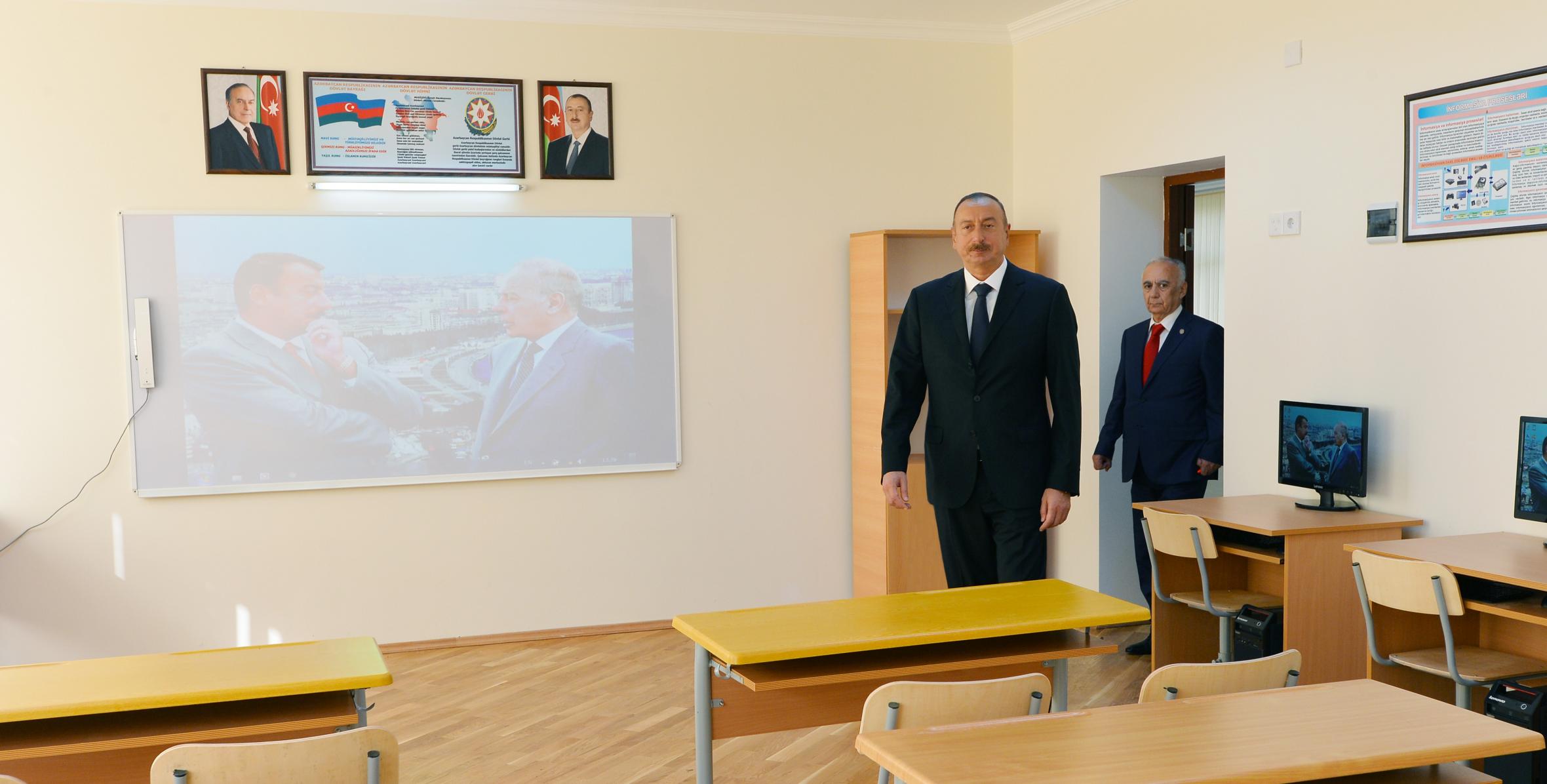 Ильхам Алиев ознакомился с условиями, созданными в здании школе номер 109 после капитального ремонта