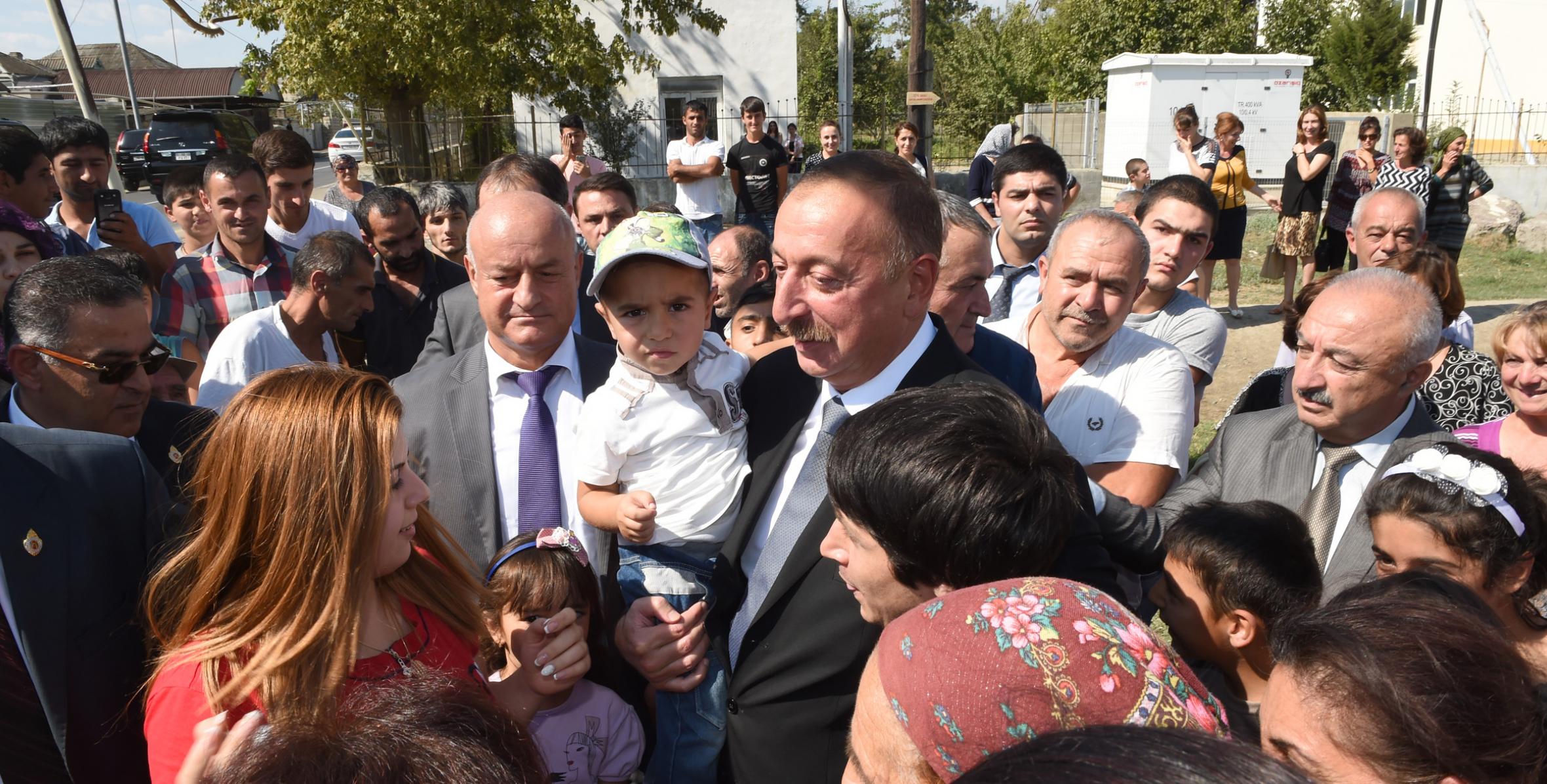 Ilham Aliyev met with local residents in Khudat