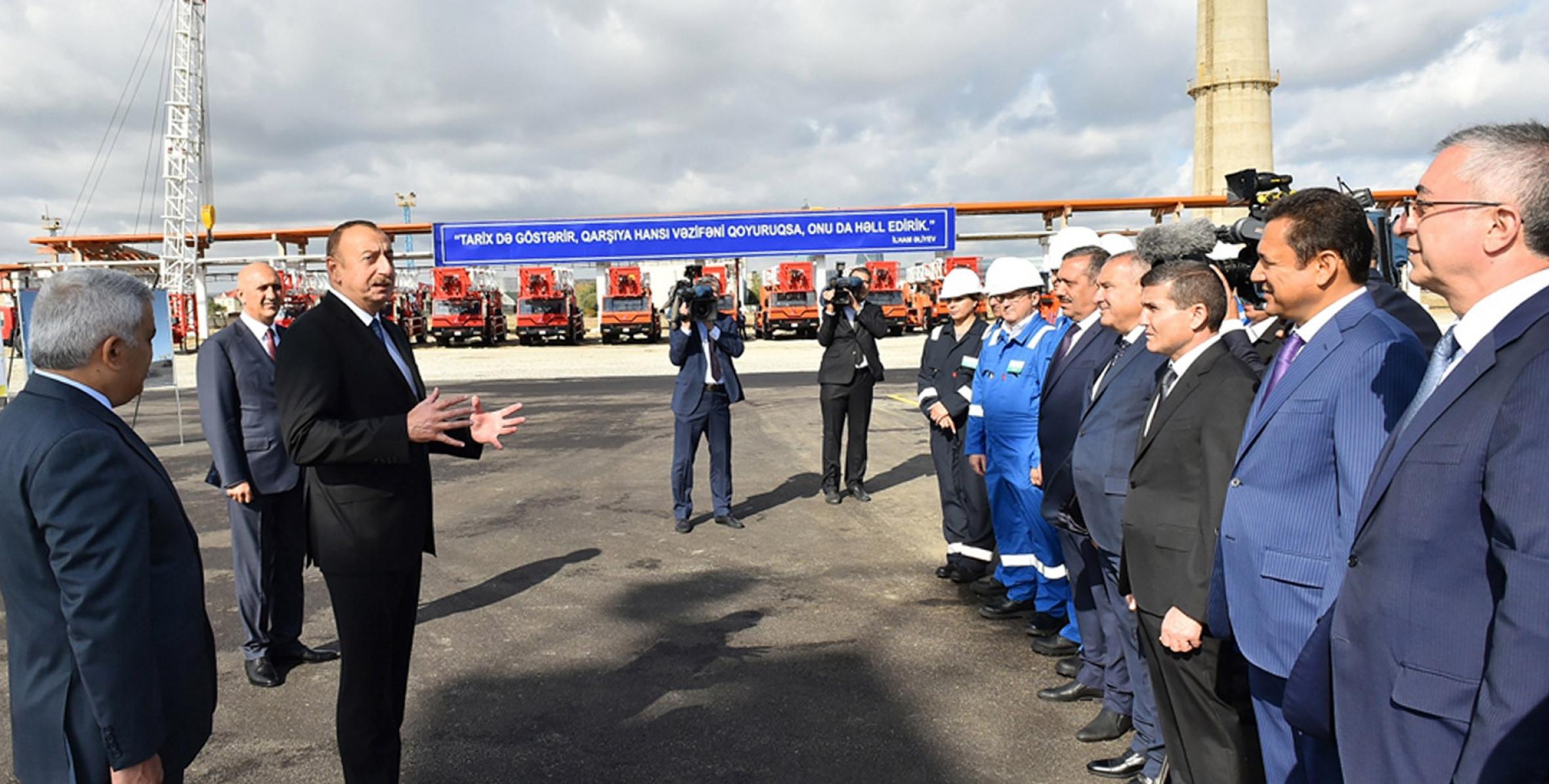 Речь Ильхама Алиева на церемонии закладки фундамента новой установки по производству битума в Баку