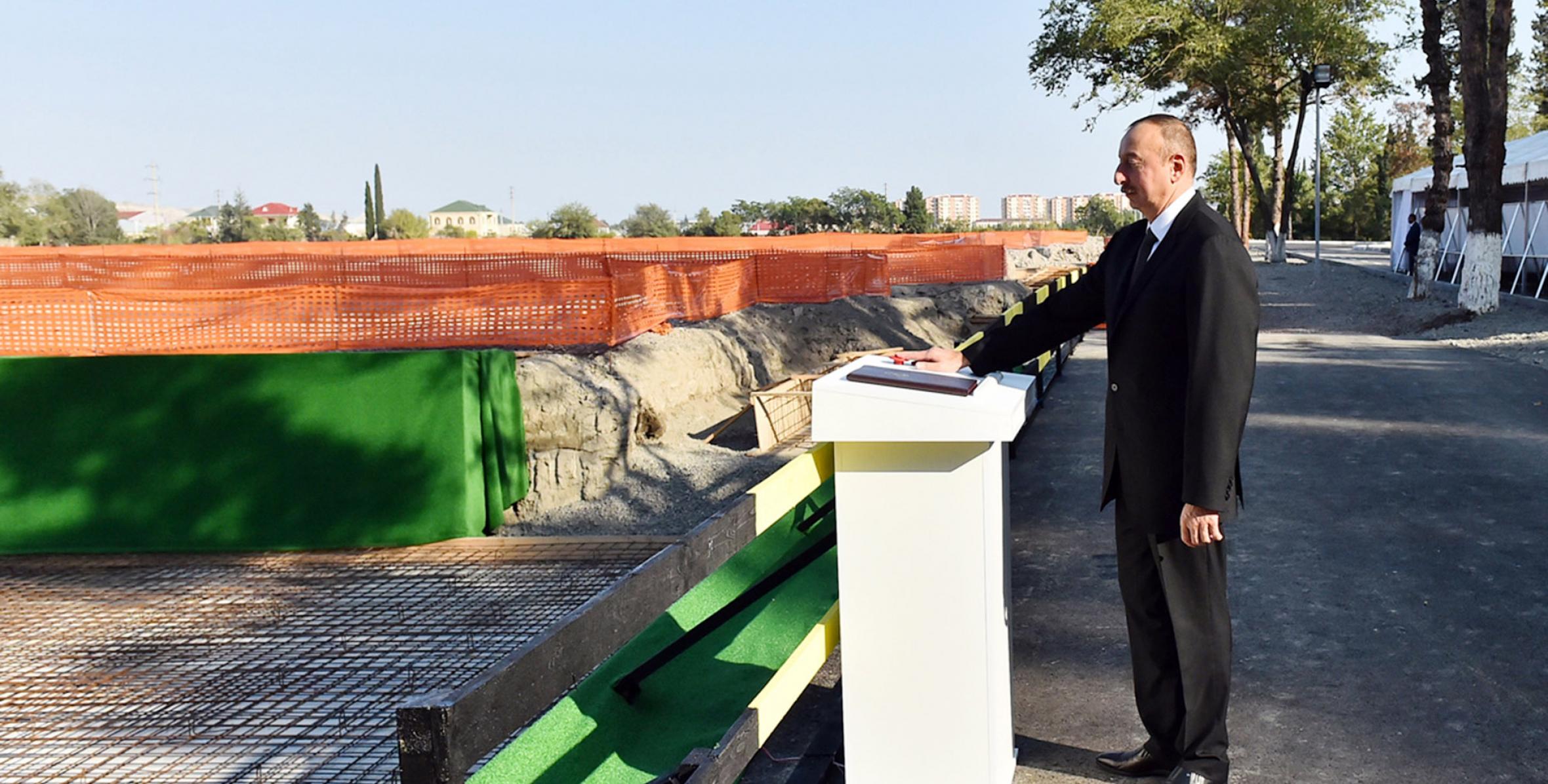 Ильхам Алиев принял участие в церемонии закладки фундамента Мингячевирского промышленного парка