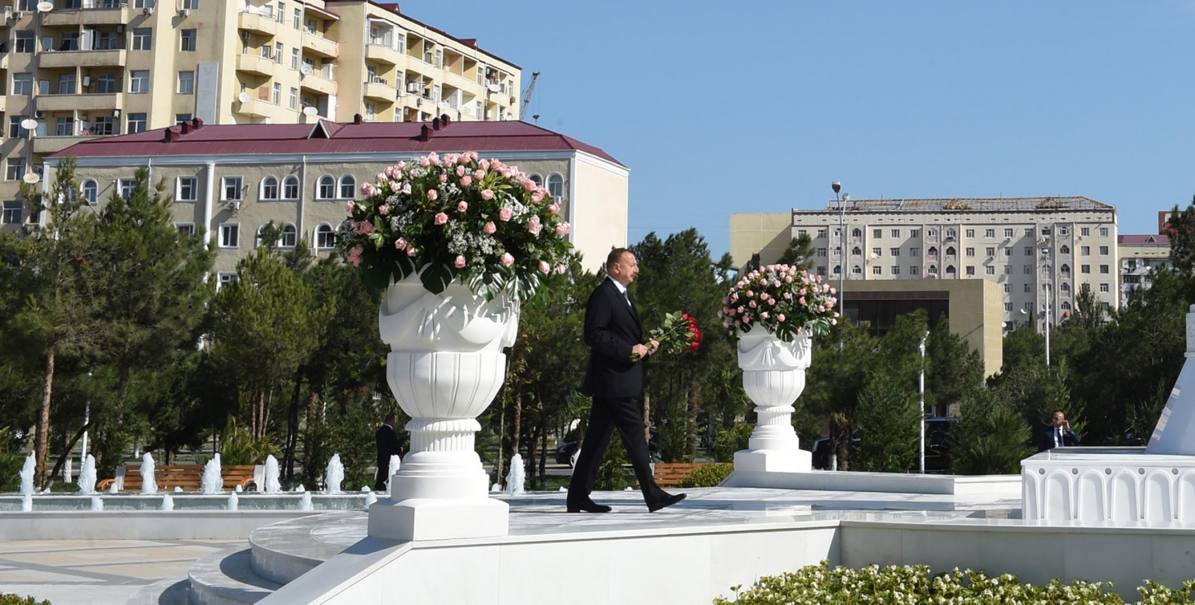 Ilham Aliyev arrived in Sumgayit for visit