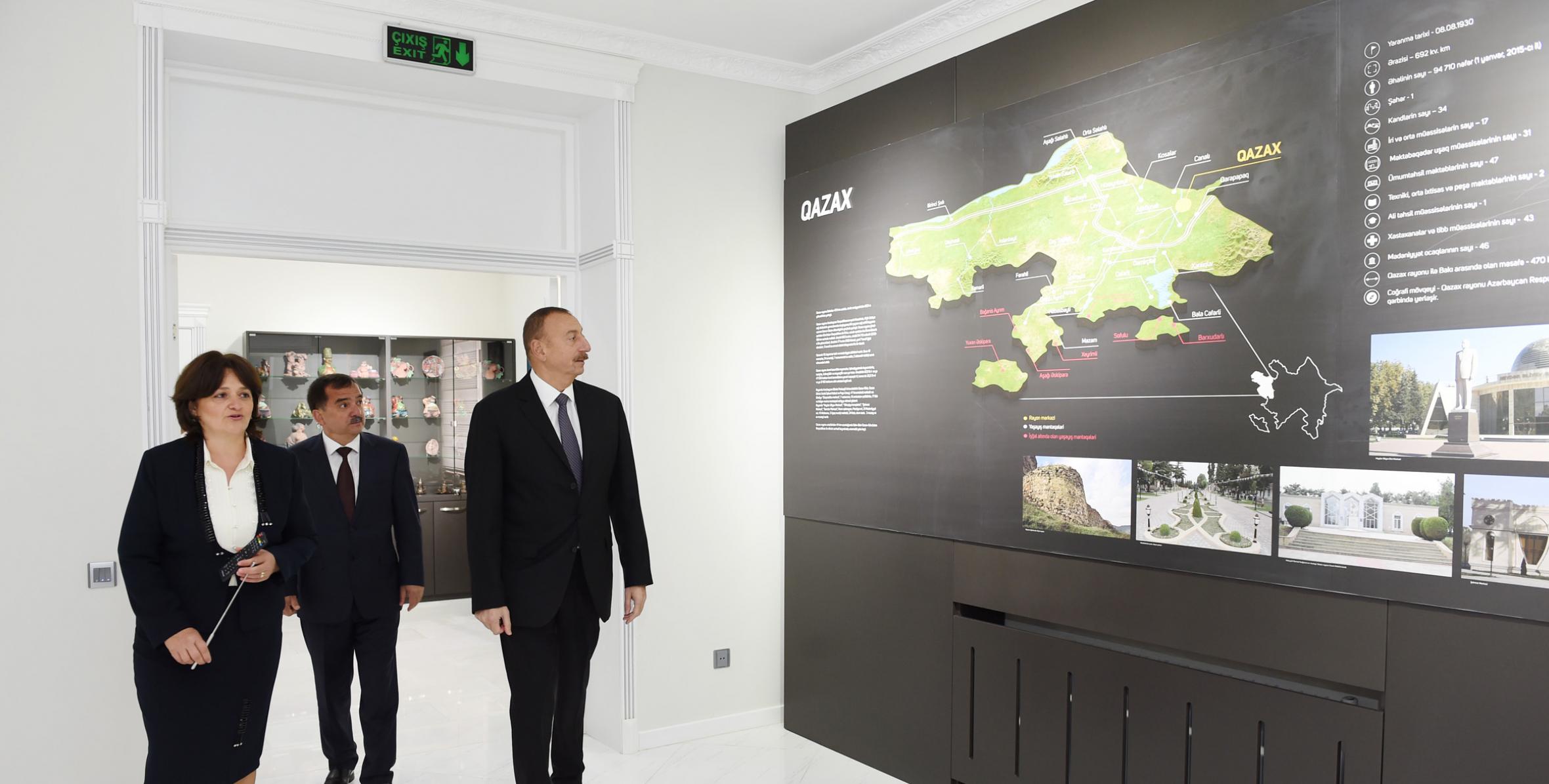 İlham Əliyev Qazax Rayon Tarix-Diyarşünaslıq Muzeyinin yeni binasının açılışını edib