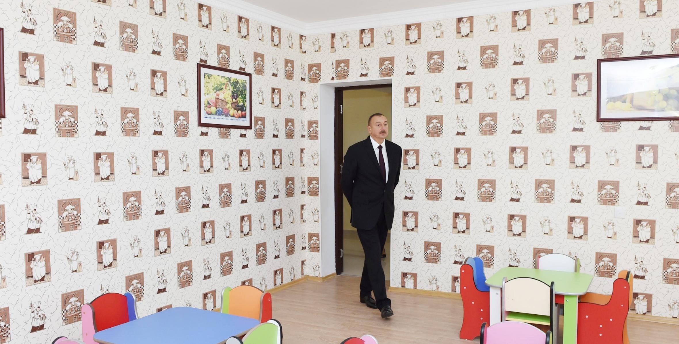 Ильхам Алиев принял участие в открытии яслей-детского сада на 100 мест, построенного в городе Тертер по инициативе Фонда Гейдара Алиева