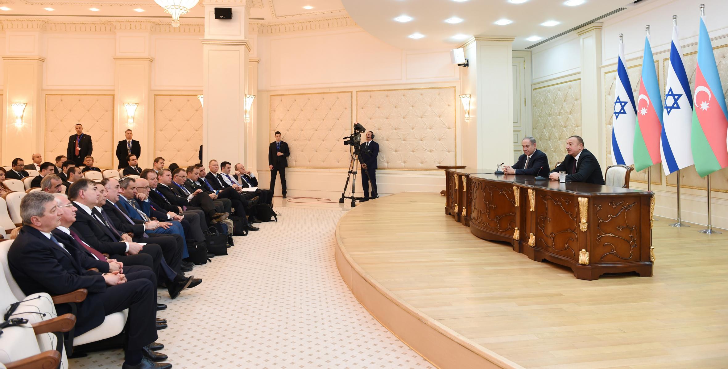 Ilham Aliyev and Israeli Prime Minister Benjamin Netanyahu made press statements
