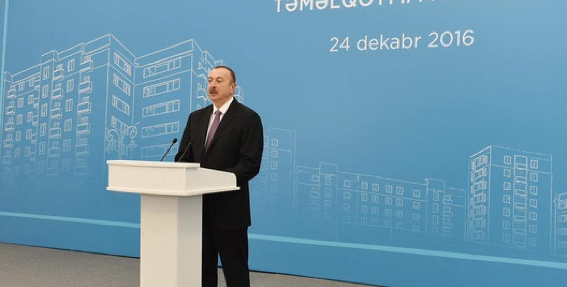 Речь Ильхама Алиева на церемонии закладки фундаментов здания школы и первого девятиэтажного жилого здания в Ясамальском жилом комплексе