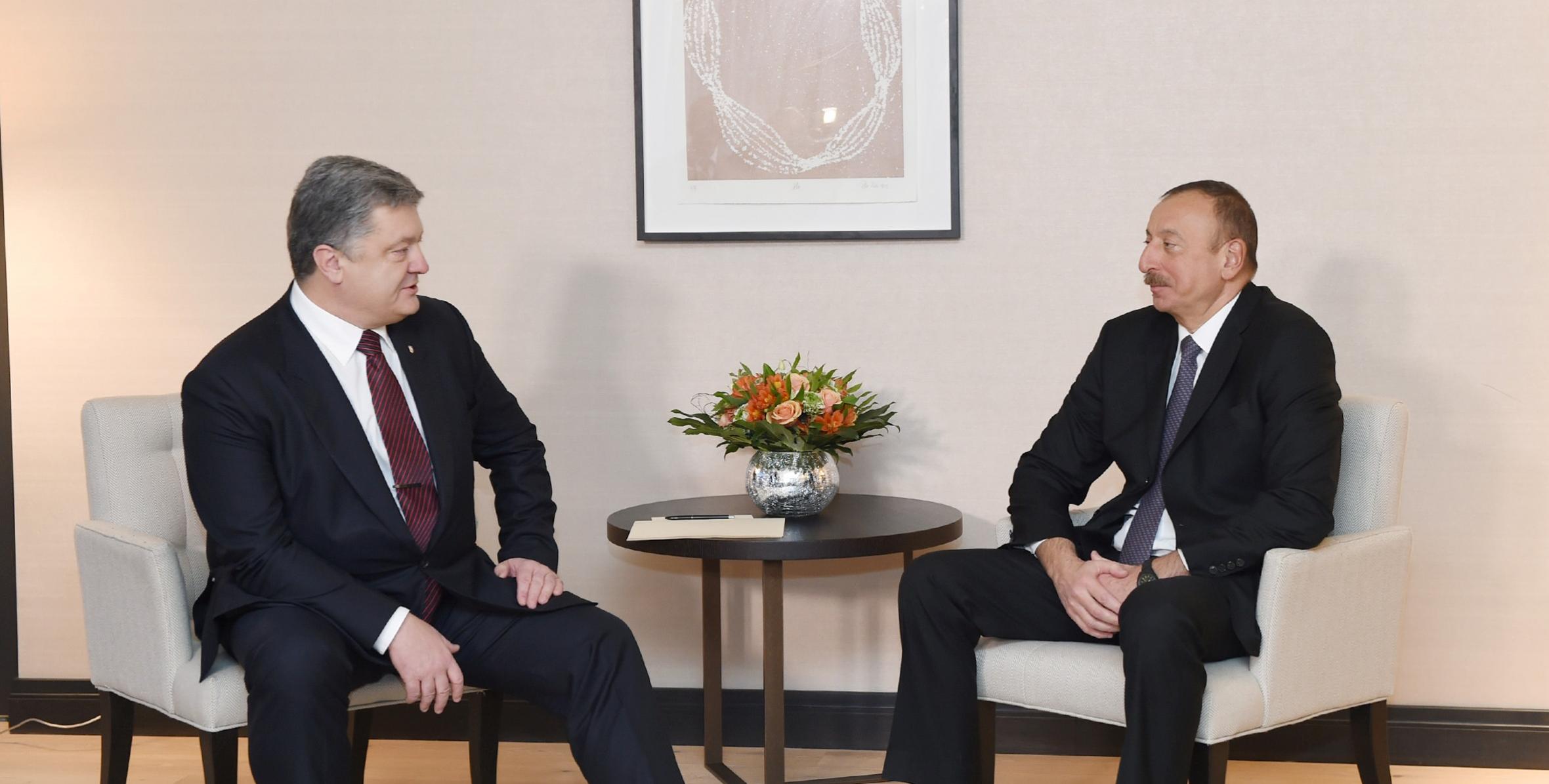 İlham Əliyevin Ukrayna Prezidenti Petro Poroşenko ilə görüşü olub