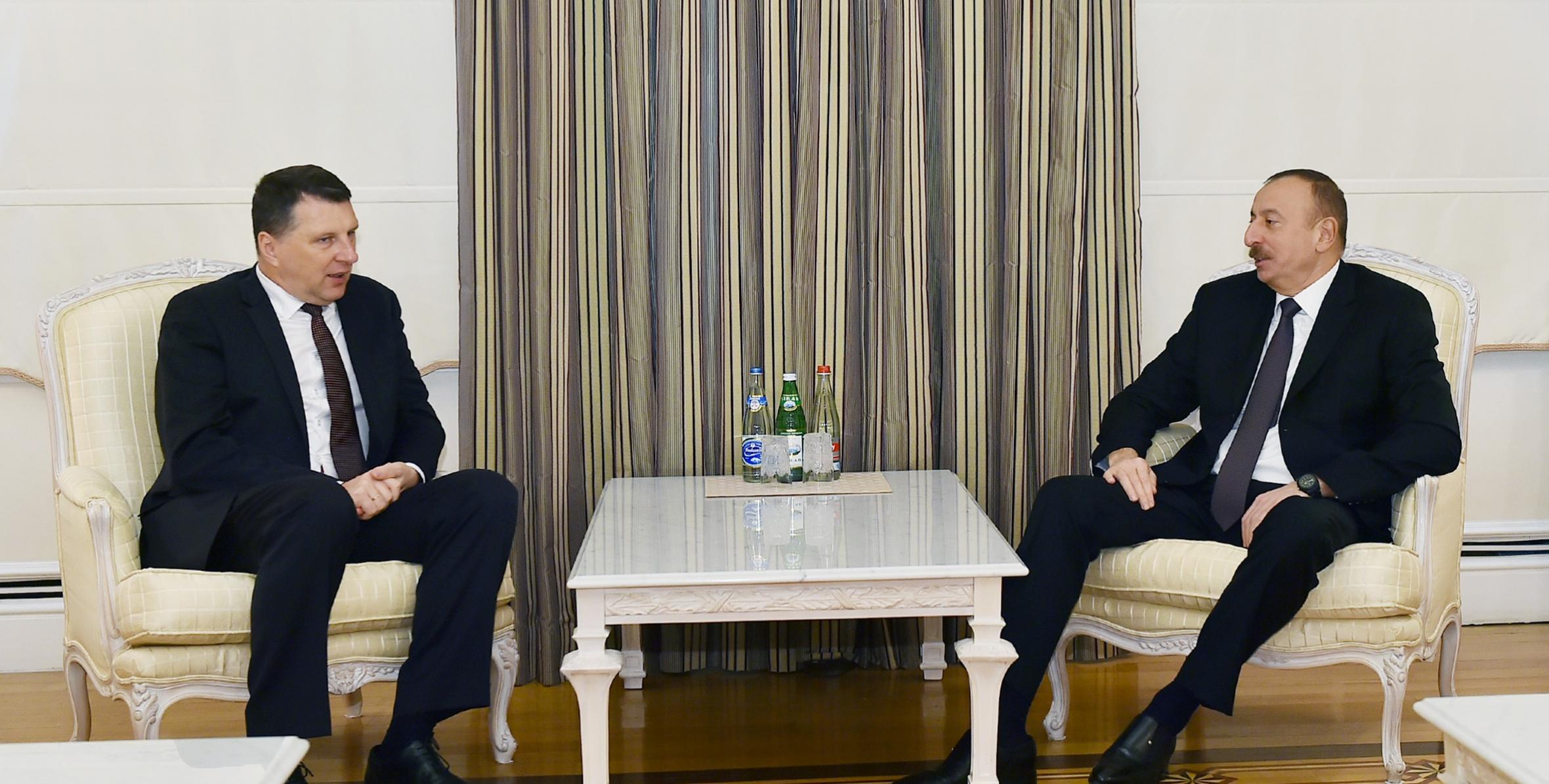 Состоялась встреча  Ильхама Алиева с Президентом Латвии Раймондсом Вейонисом