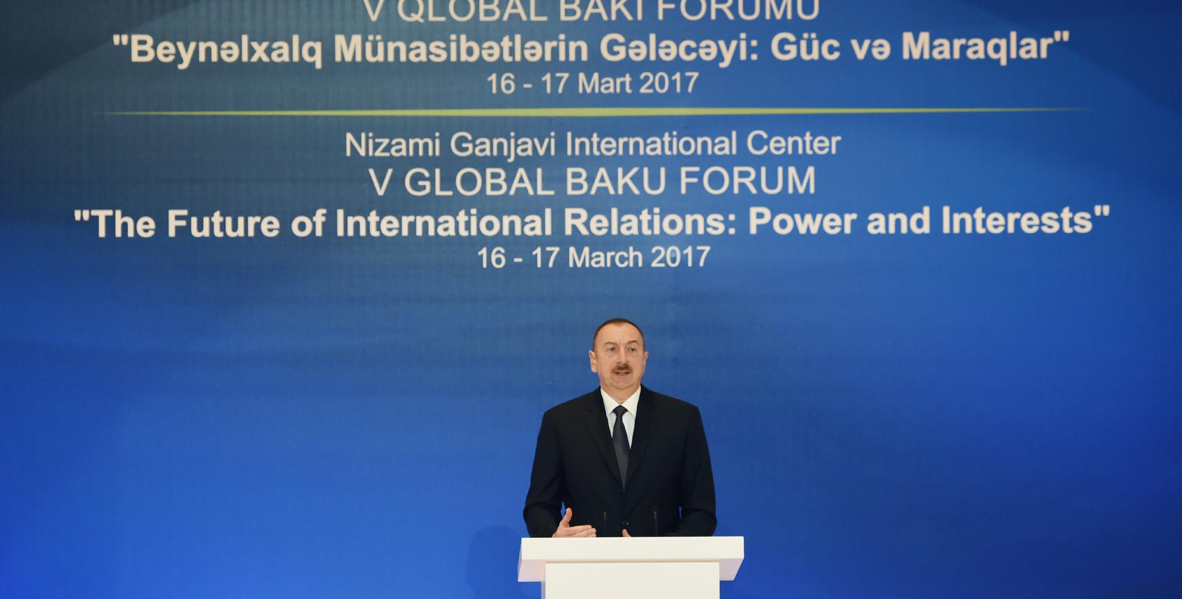 İlham Əliyevin V Qlobal Bakı Forumunun açılışında nitqi