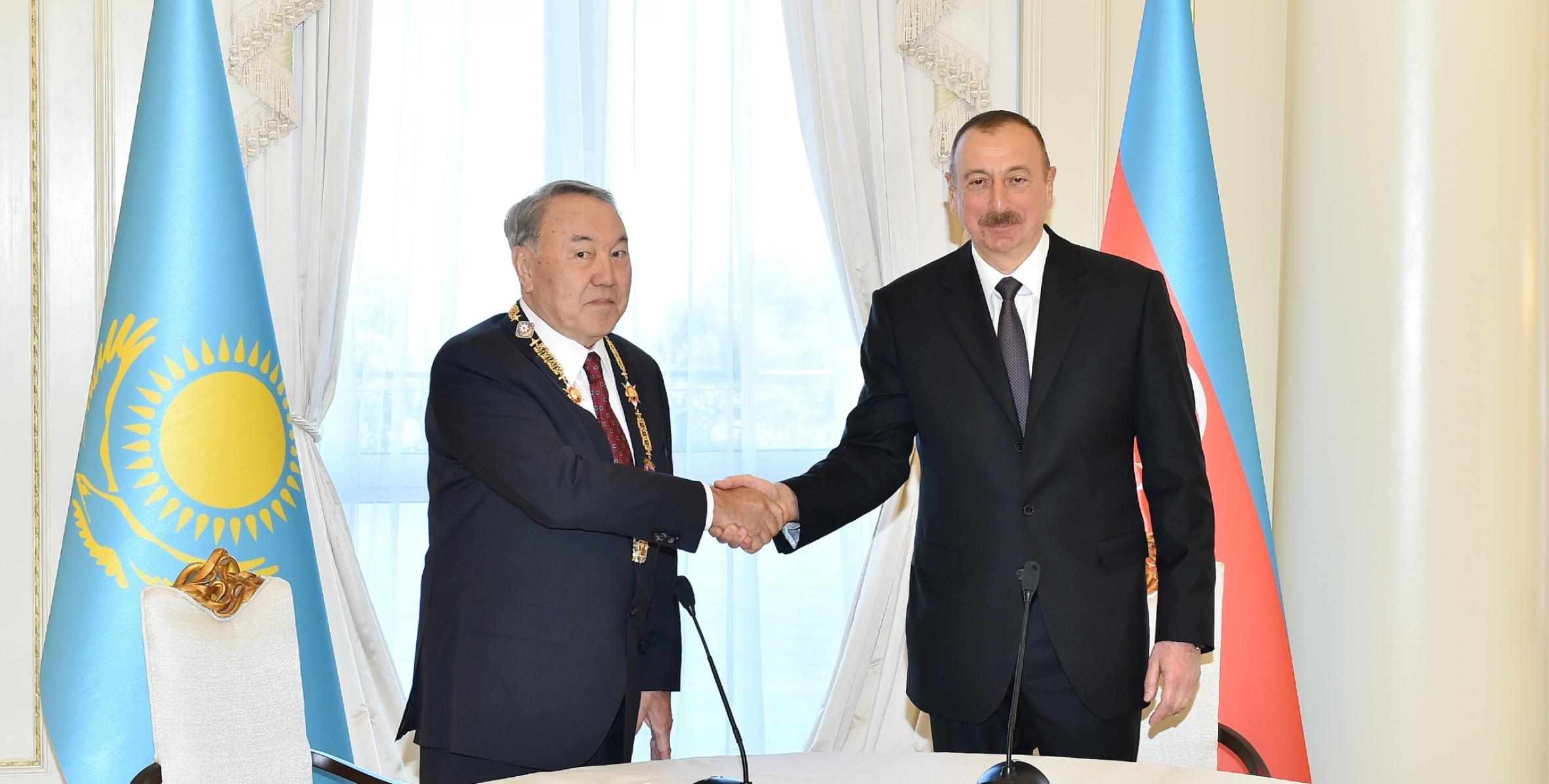 Qazaxıstan Prezidenti Nursultan Nazarbayevə “Heydər Əliyev” ordeni təqdim edilib