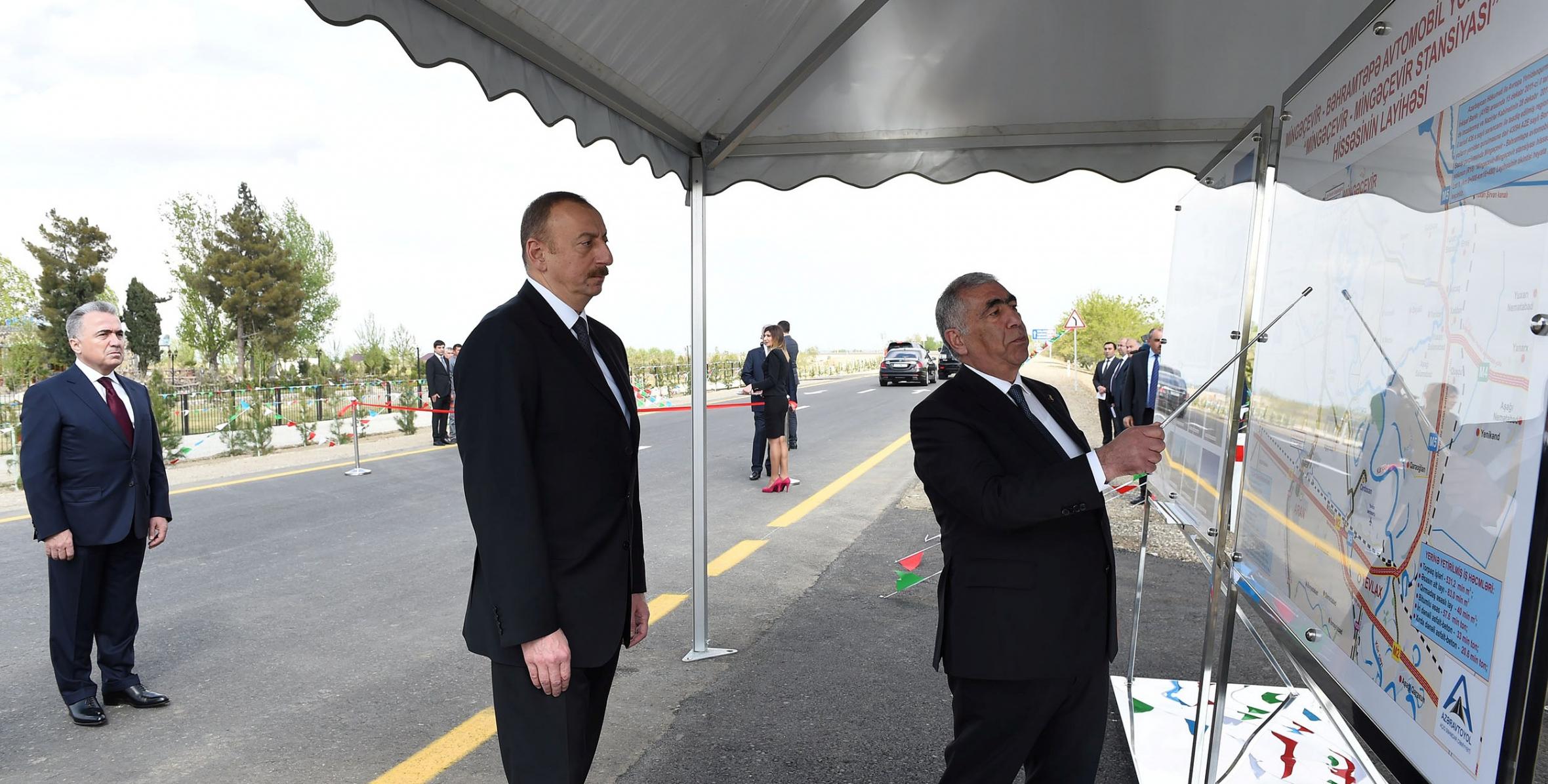 Ilham Aliyev attended opening of Mingachevir-Mingachevir station stretch of Mingachevir-Bahramtapa highway