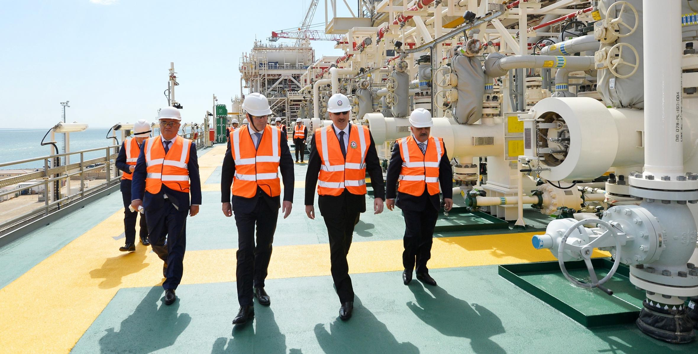 Ilham Aliyev attended sail away of first topsides units built for Shah Deniz Stage 2 platforms
