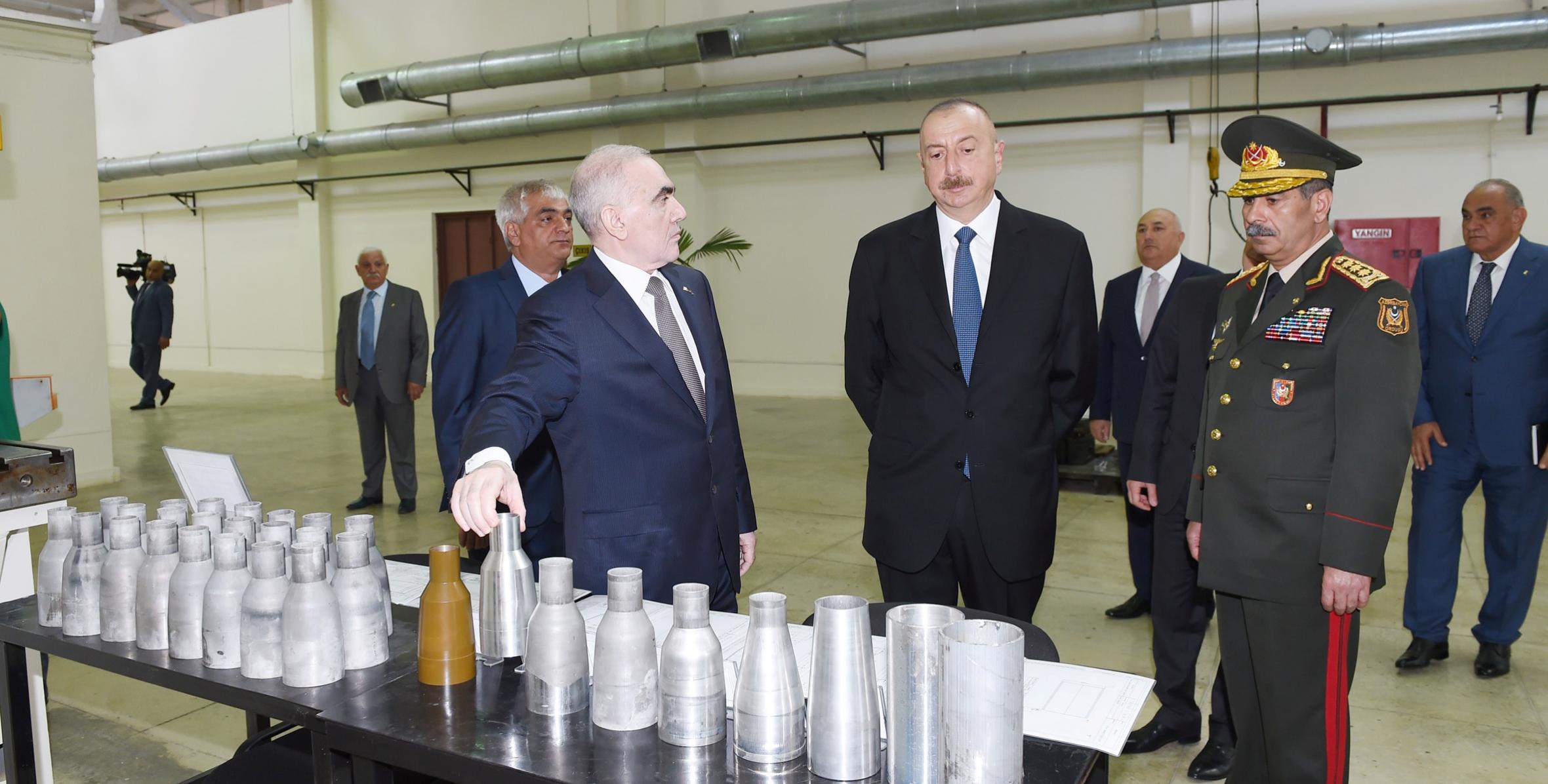 Ильхам Алиев принял участие в открытии в городе Ширван завода по производству боекомплектов для противотанкового ручного гранатомета