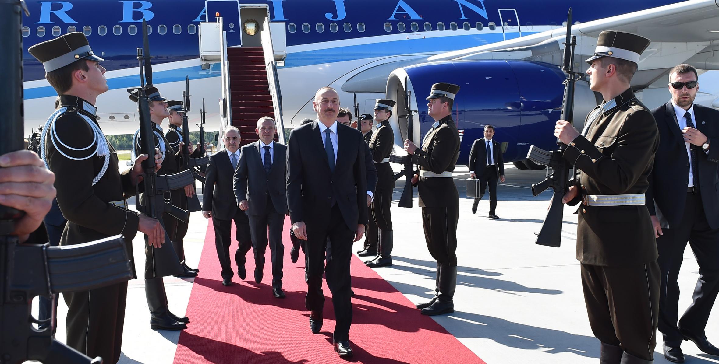 Ilham Aliyev arrived in Latvia for official visit