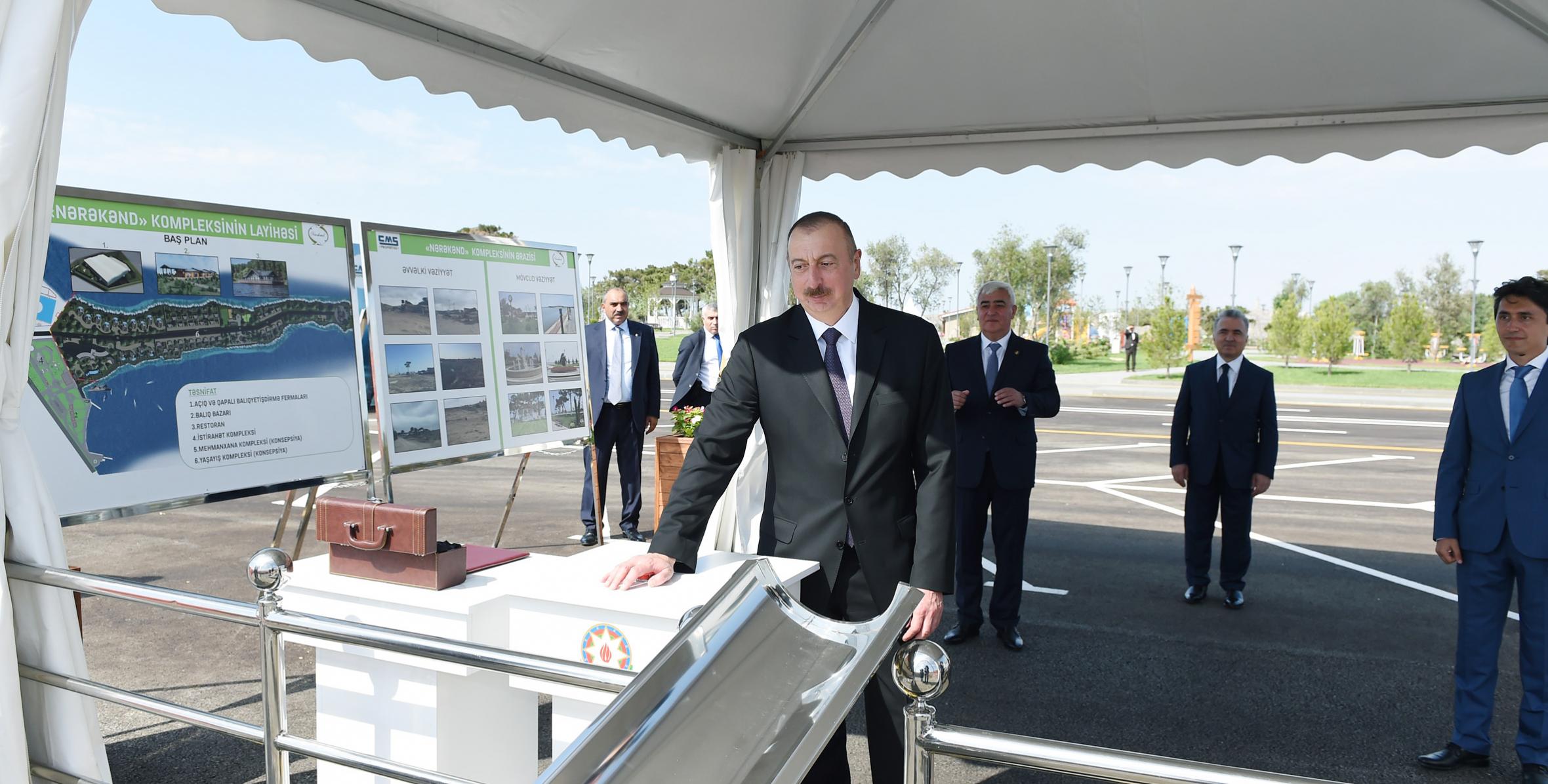 Ильхам Алиев принял участие в церемонии закладки фундамента ферм открытого и закрытого типа в комплексе по выращиванию рыбы