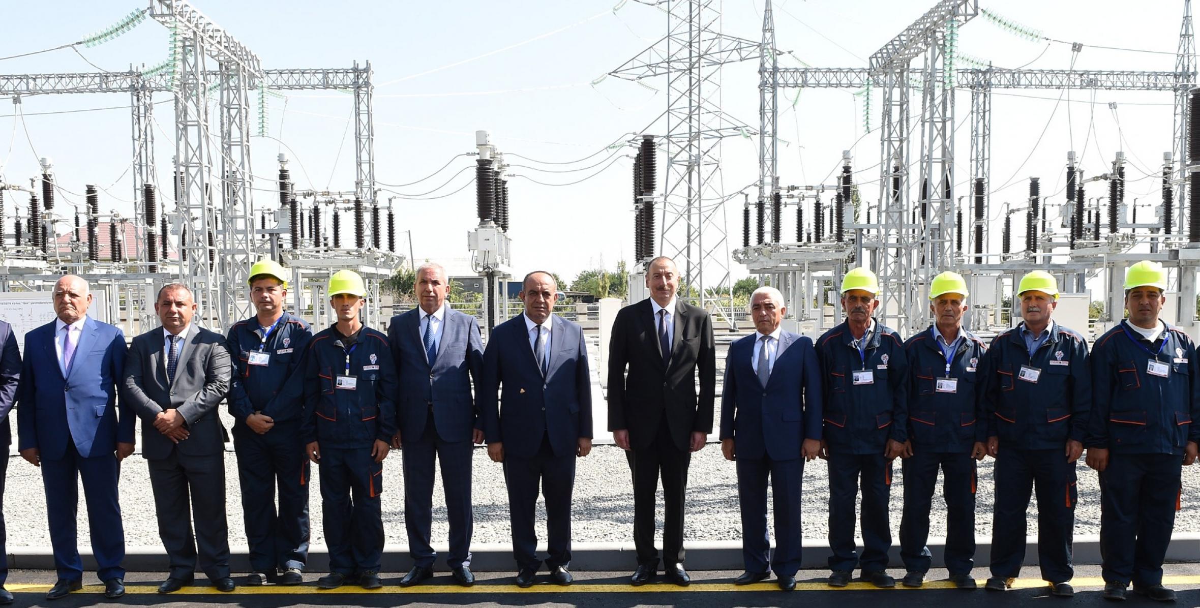 Ильхам Алиев принял участие в открытии новой электрической подстанции в Гахе