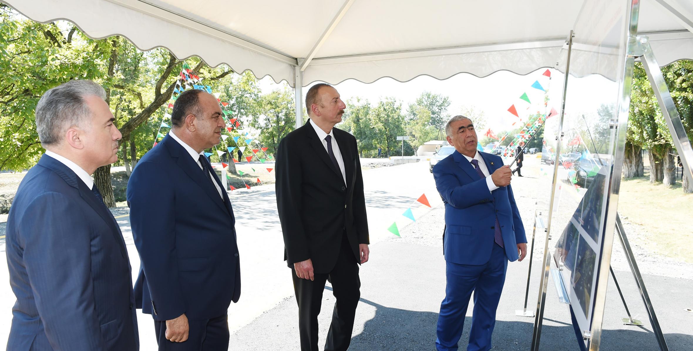 Ильхам Алиев принял участие в открытии автомобильной дороги Алатемир-Марсан-Тасмалы-Зейем-Лелели в Гахе