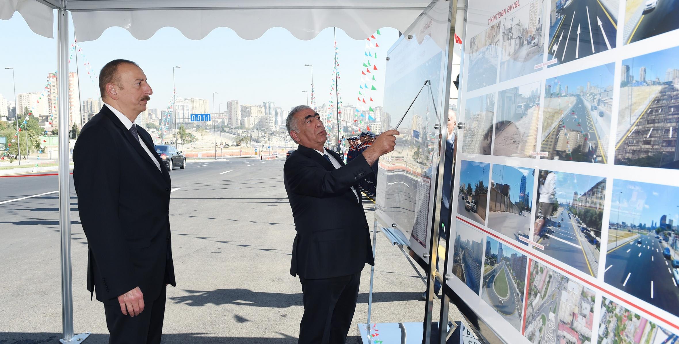 Ильхам Алиев принял участие в открытии новых дорог на территории бывшей «Советской» в столице