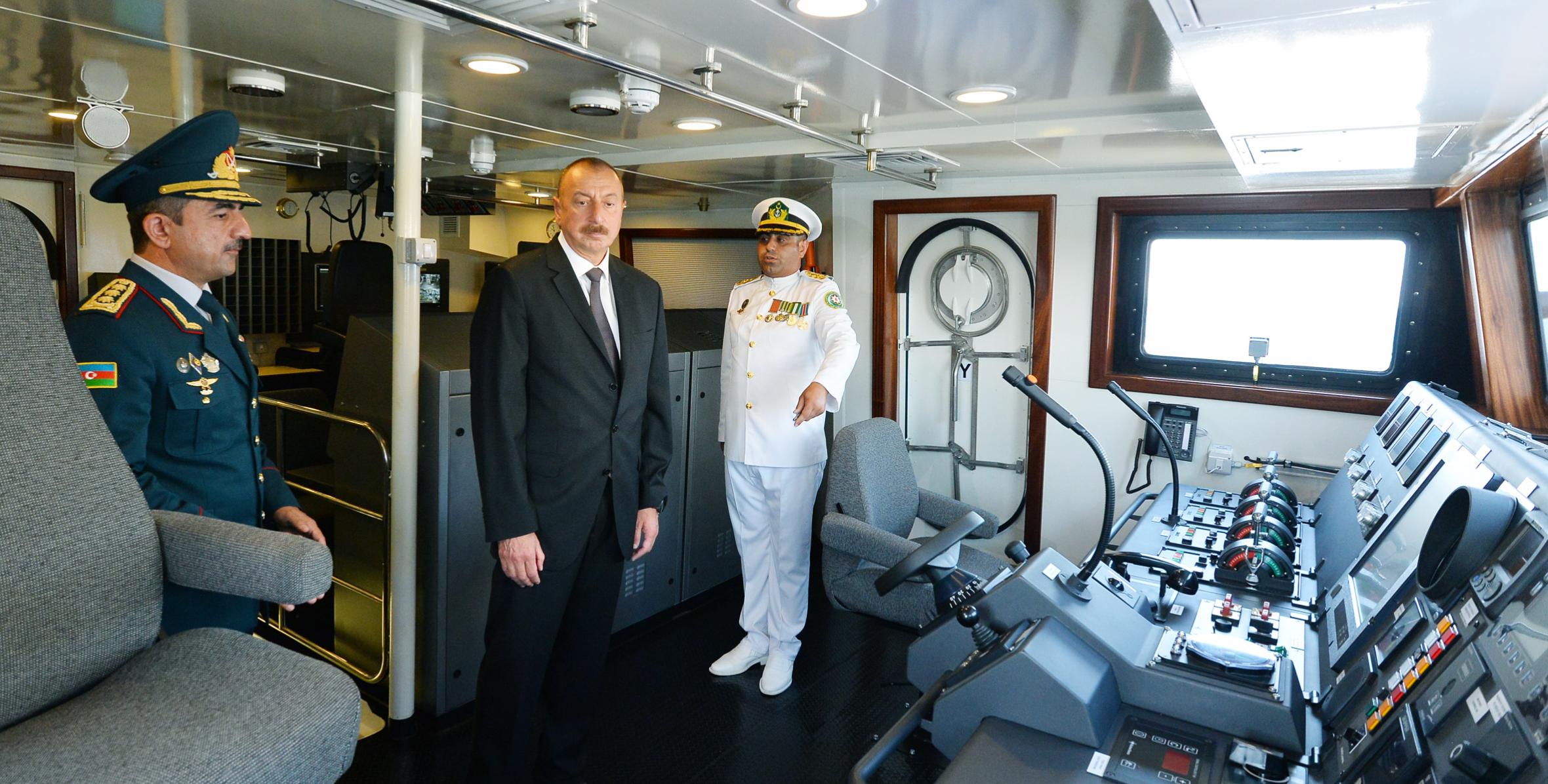 Ilham Aliyev viewed newly built Tufan type border guard ship