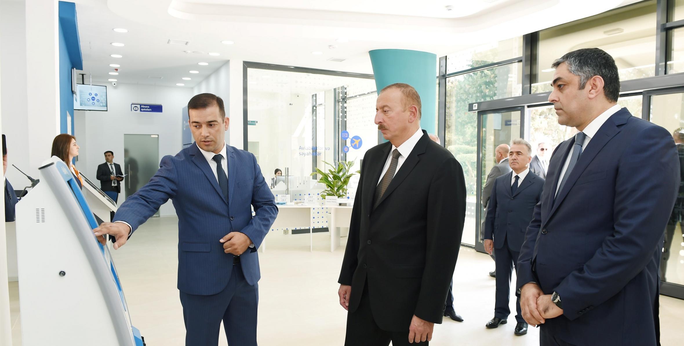 Ильхам Алиев ознакомился с условиями, созданными в административном и технологическом здании Джалилабадского телекоммуникационного узла после капитальной реконструкции