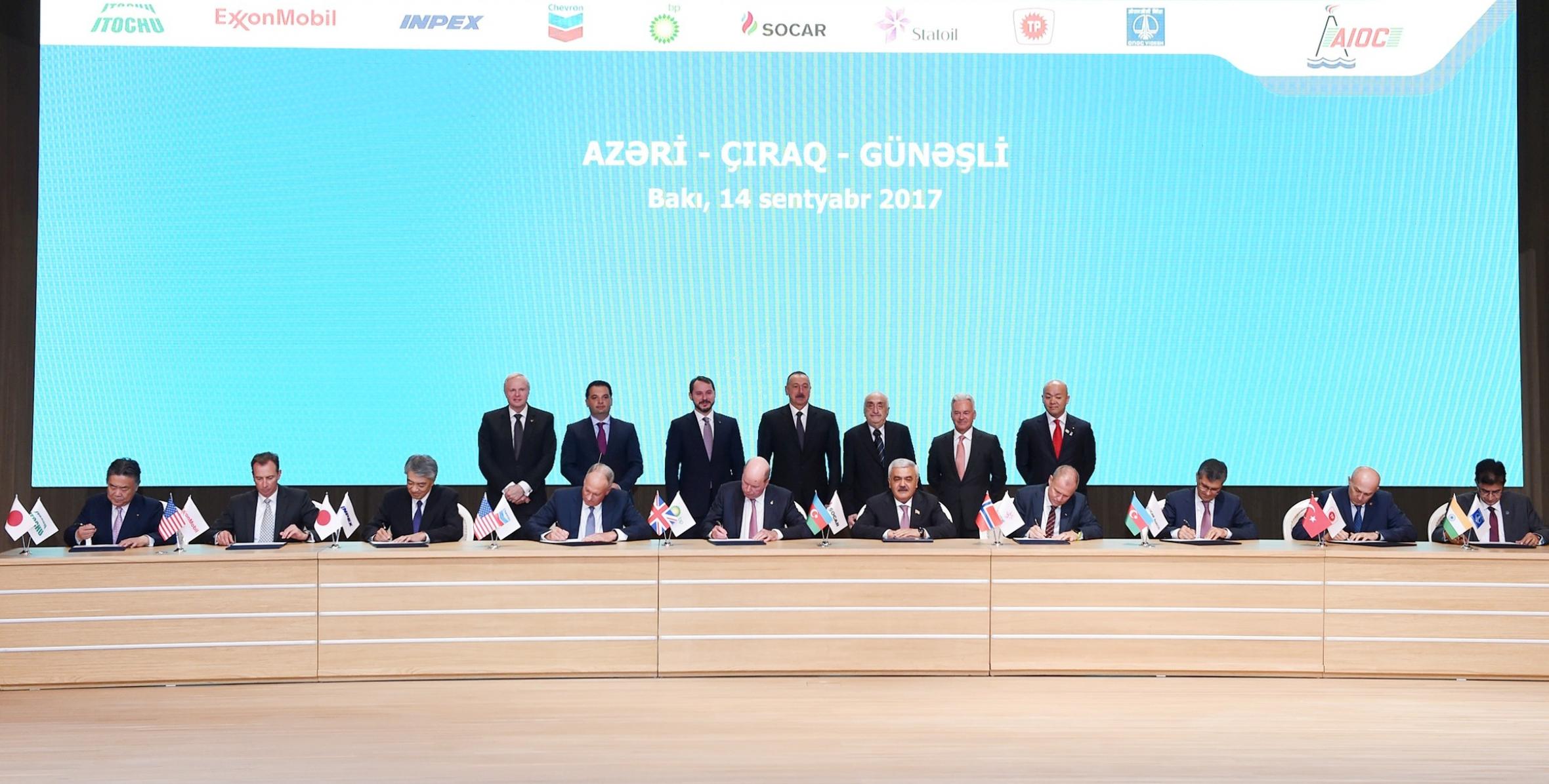 Ильхам Алиев приняли участие в церемонии подписания нового Соглашения по месторождениям «Азери», «Чыраг» и «Гюнешли»