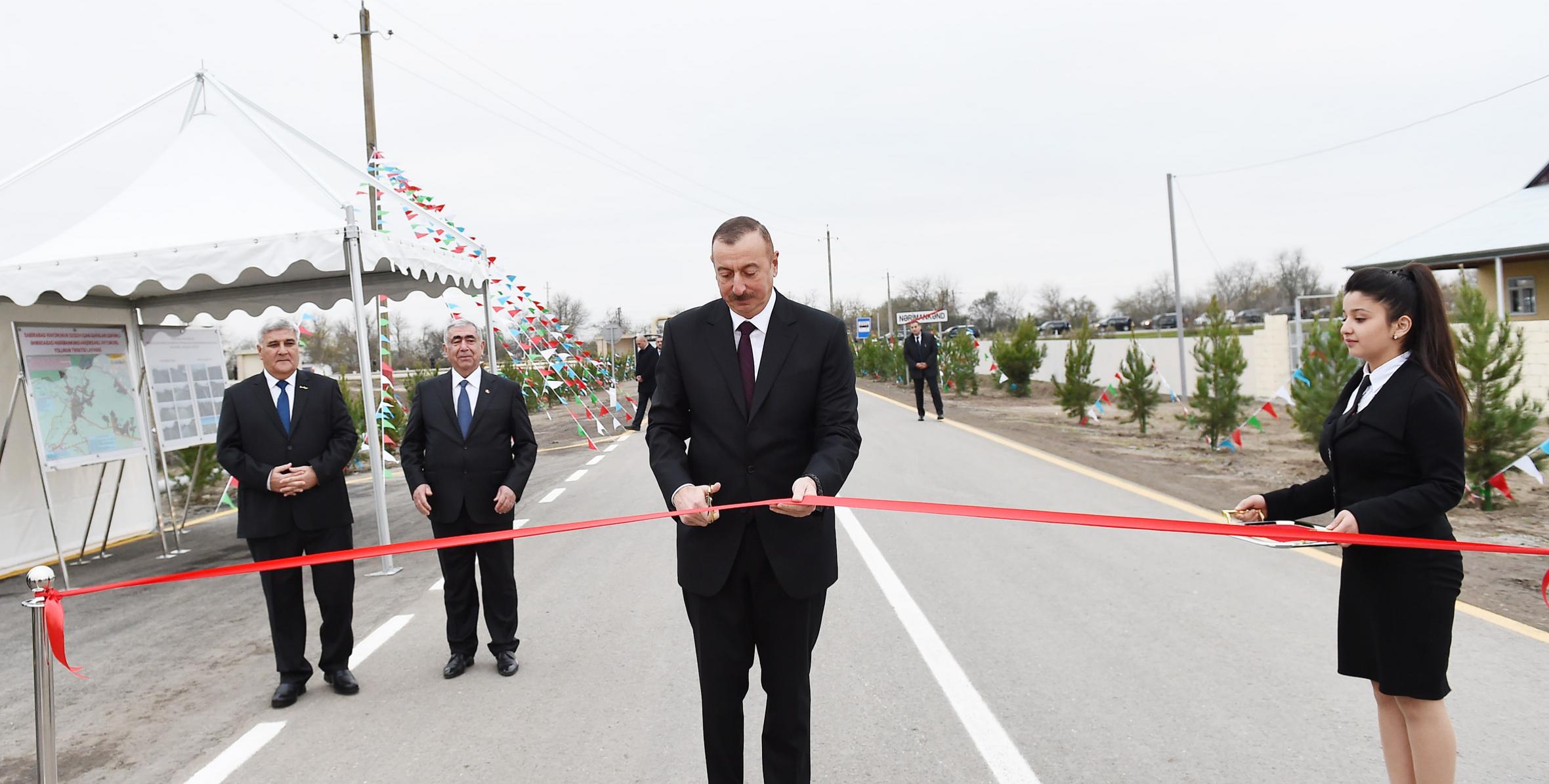 Ильхам Алиев принял участие в открытии реконструированной автомобильной дороги Суговушан-Хашимханлы